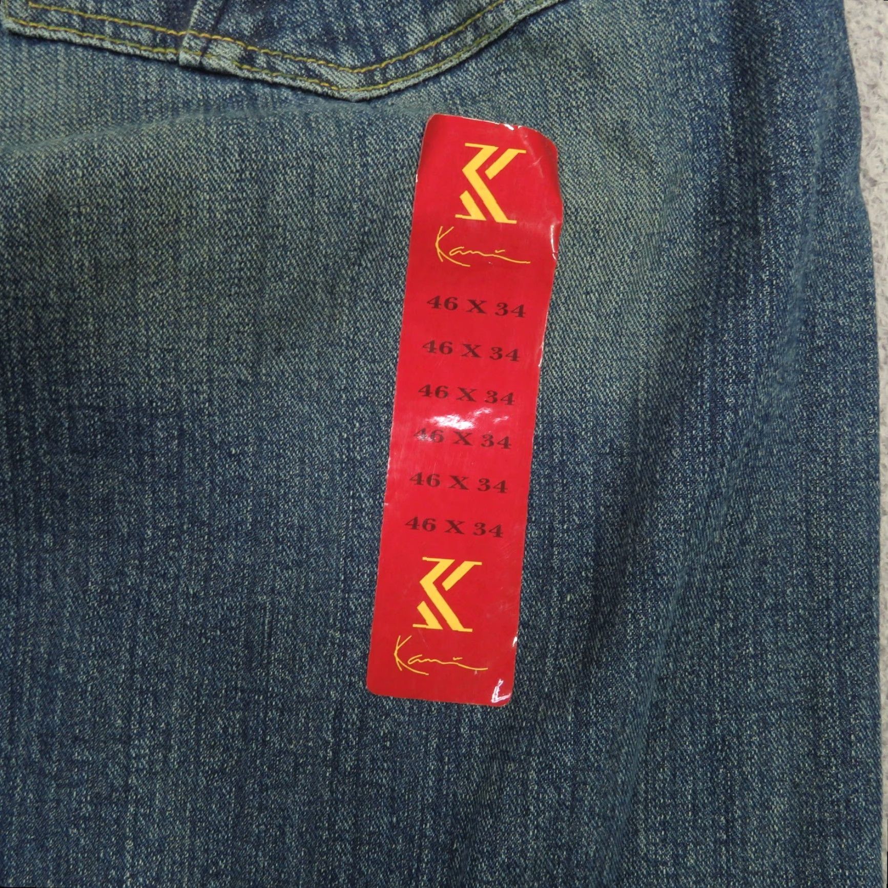 Karl Kani VINTAGE Karl Kani Jeans Men Baggy 46 Inseam 34 Wide-Leg 90s Grunge Hip Hop 11" Leg Opening Blue Denim 5-Pocket Mens Size US 30 / EU 46 - 5 Thumbnail