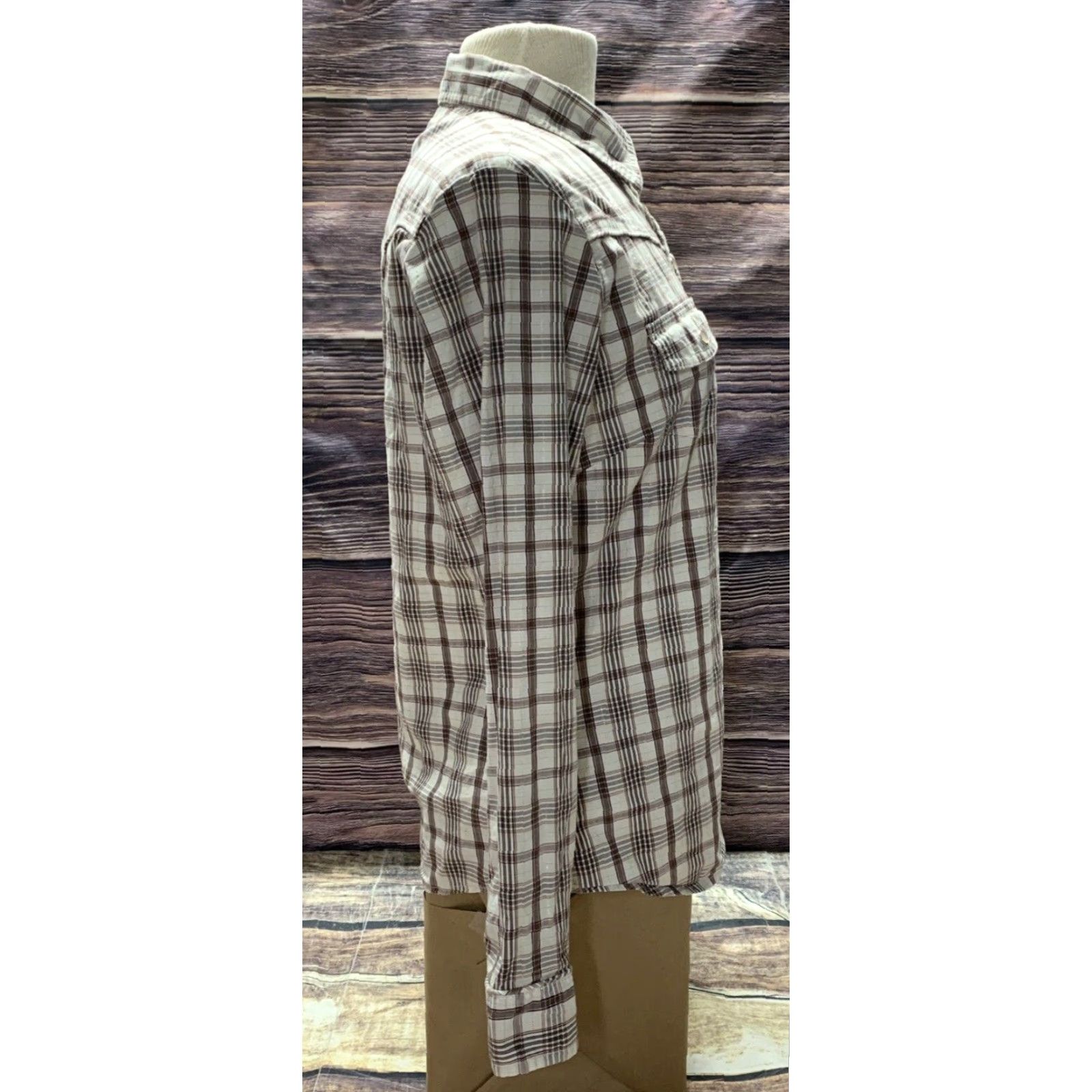 Old Navy Old Navy Pearl Snap Shirt Mens Regular M Brown White Plaid 2 Pockets Western Style Size US M / EU 48-50 / 2 - 3 Thumbnail
