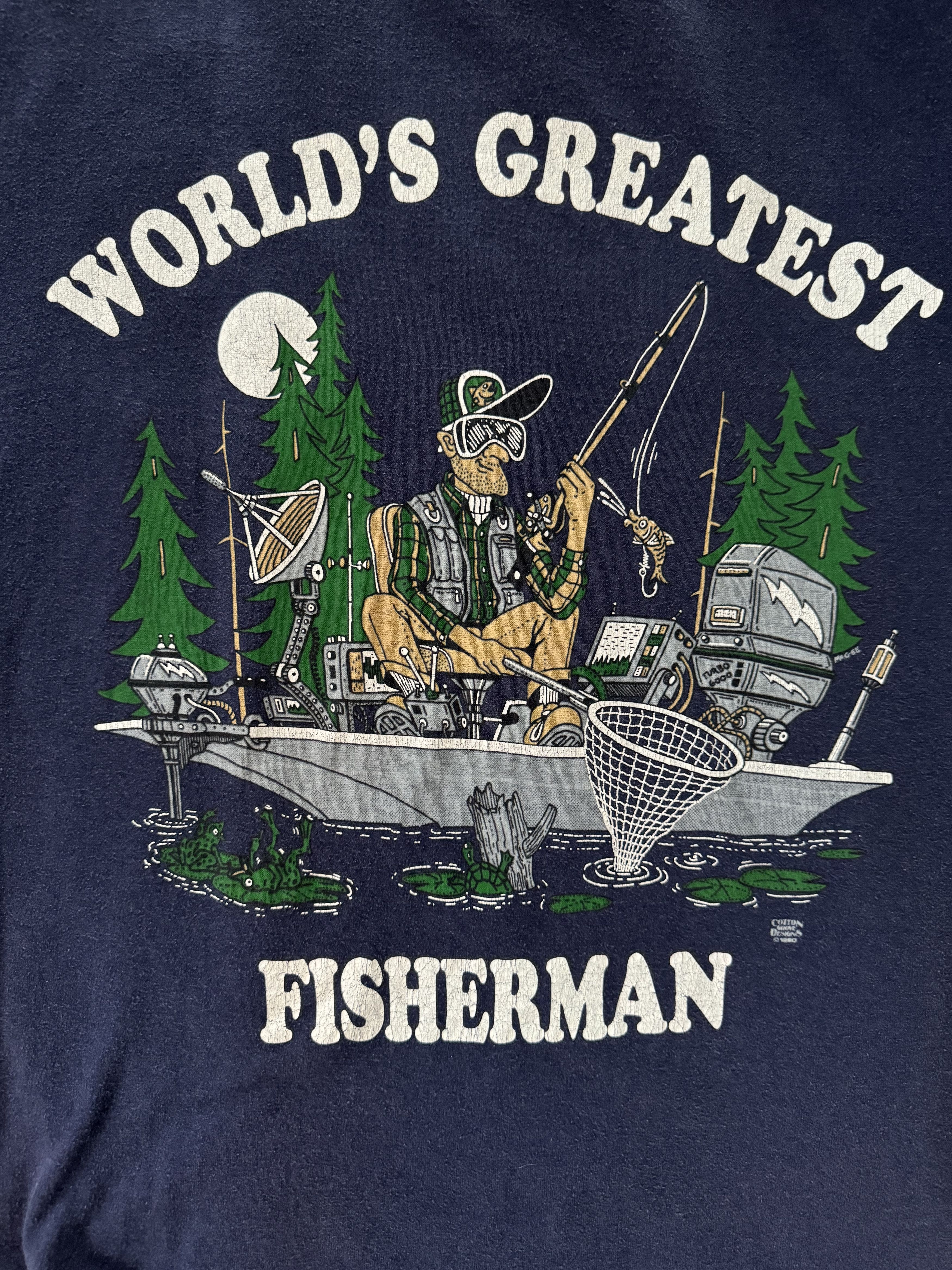 Jerzees × Vintage 1990 World's Greatest Fisherman Humor T-shirt Size US M / EU 48-50 / 2 - 4 Thumbnail