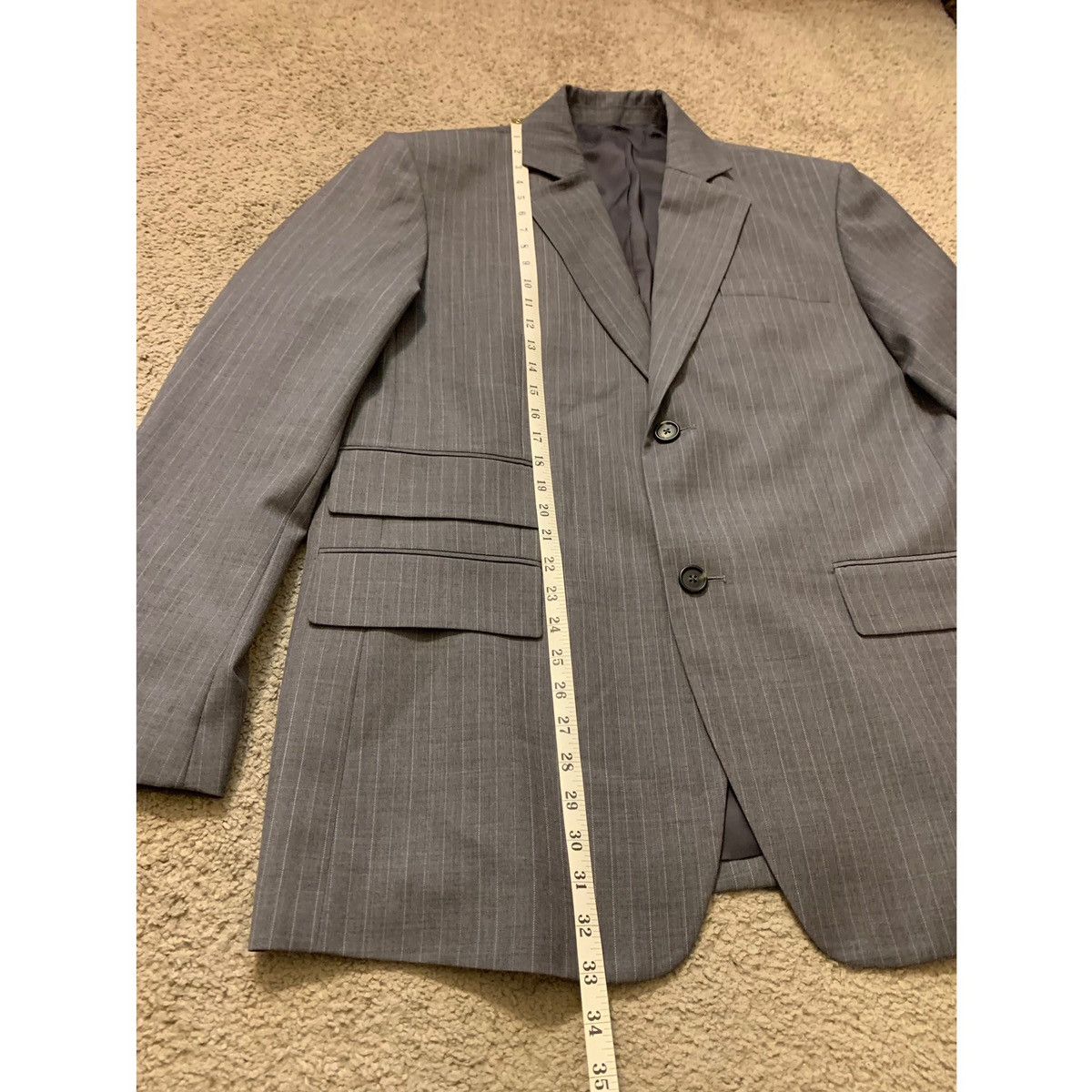 Helmut Lang HELMUT LANG OVERSIZED GRAY PINSTRIPES BLAZER Size 44L - 8 Thumbnail
