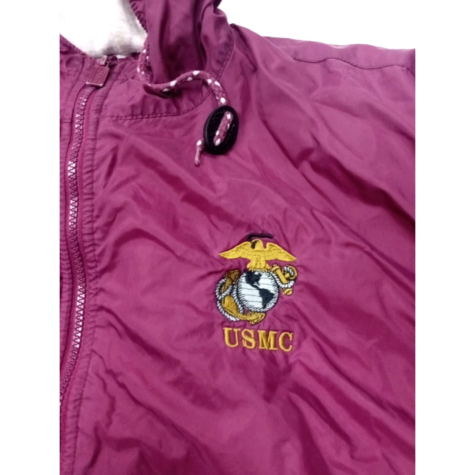 Vintage VINTAGE USMC Hooded Windbreaker Purple Nylon Embroidered Lined Med 1990s Hoodie Jacket Mens M Size US M / EU 48-50 / 2 - 4 Thumbnail