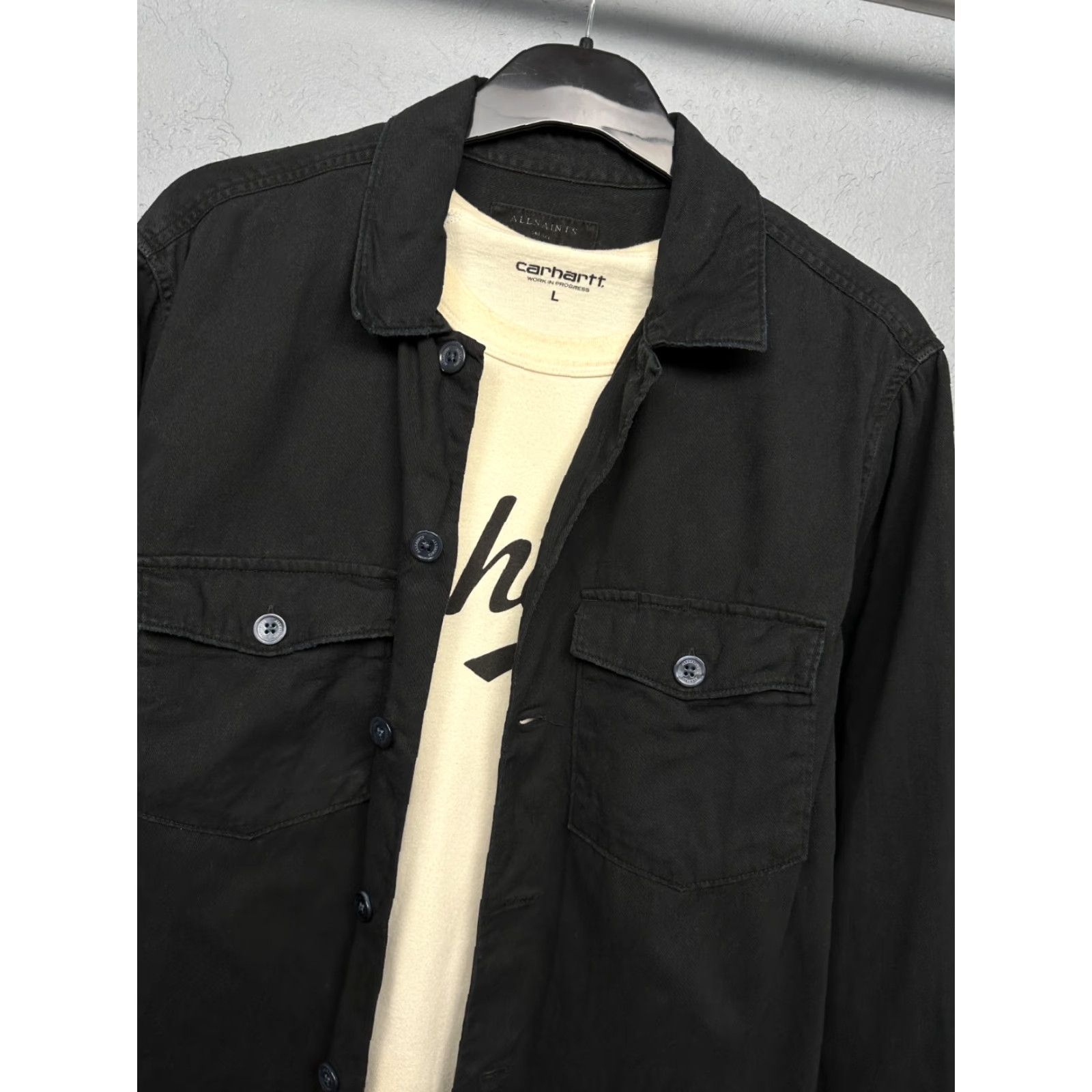 Allsaints AllSaints Spotter LS Shirt Jacket Y2K Overshirt Size S Black Mens Size US S / EU 44-46 / 1 - 2 Thumbnail