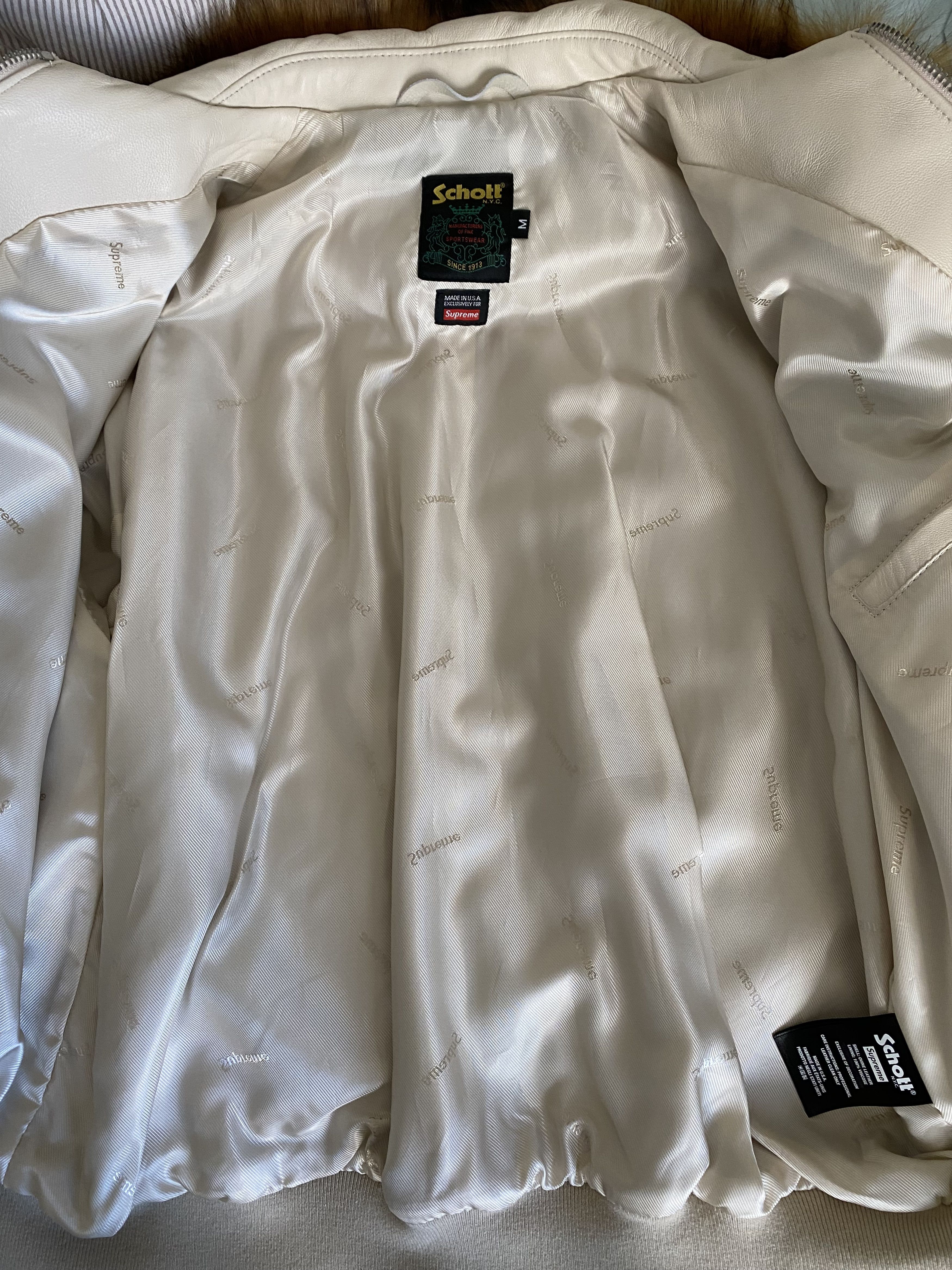 Brand New Supreme x Schott Hooded Leather Bomber Jacket
