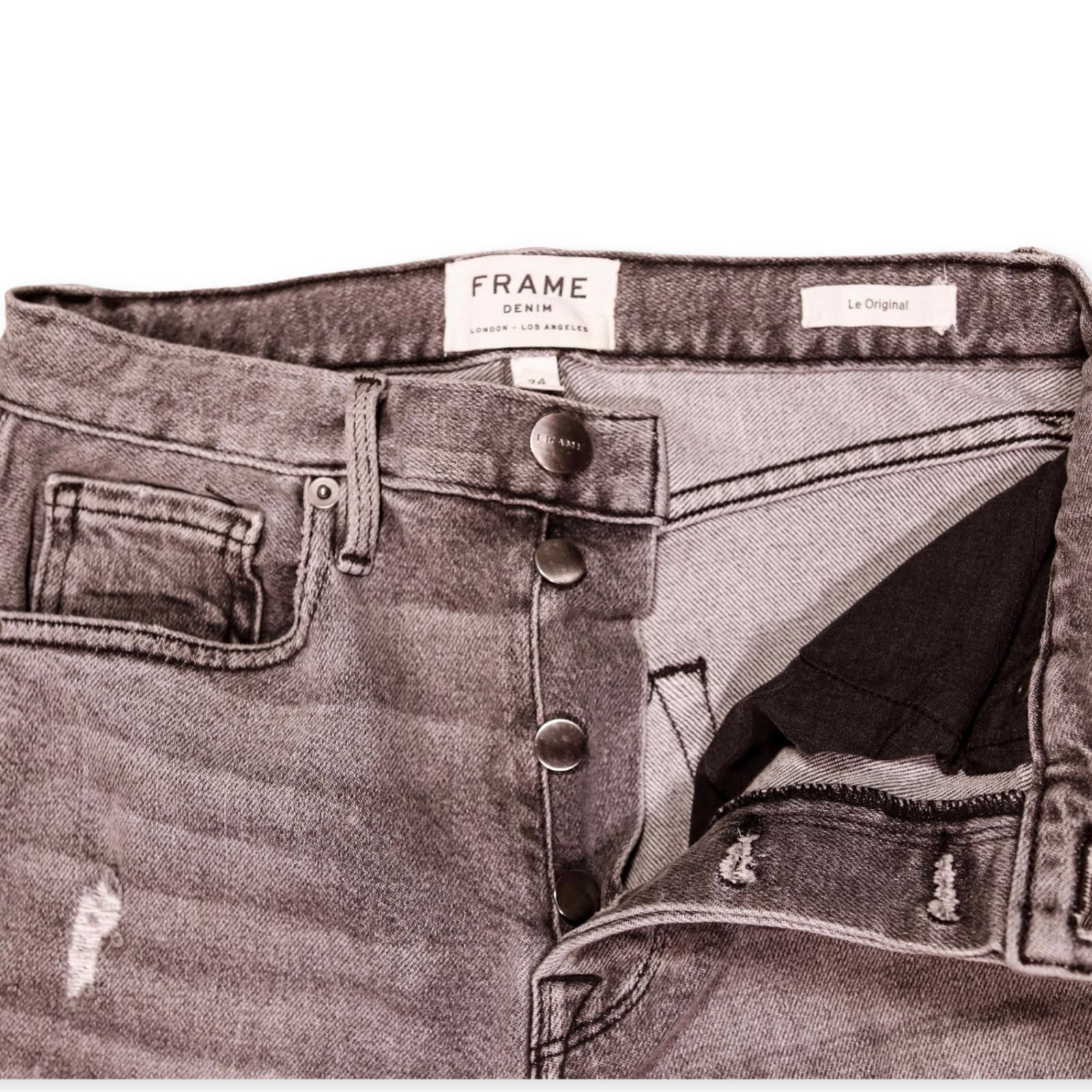 Frame FRAME Denim Button Fly Gray Black Distressed Jeans 24 Size 24" / US 00 / IT 34 - 10 Thumbnail