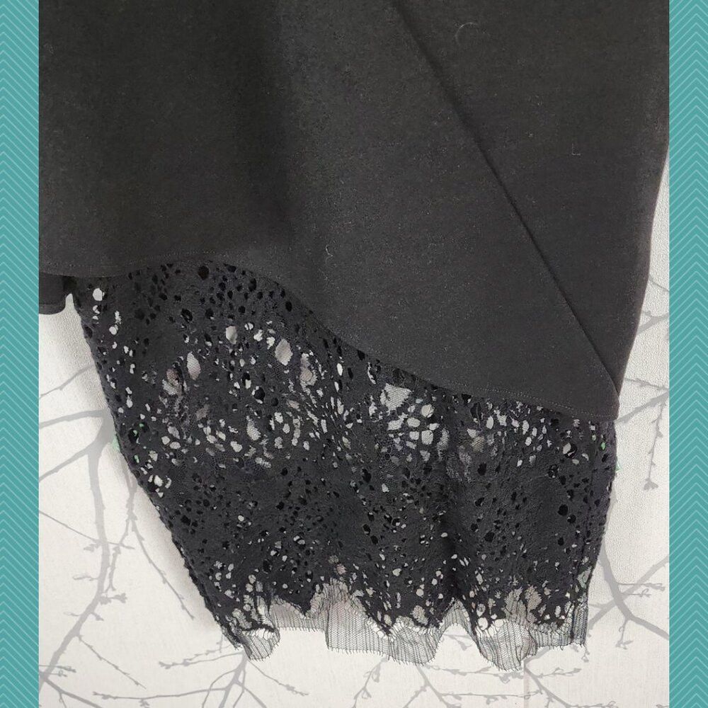 Other Michelle Mason Black Stretch Knit Asymmetrical Lace Hem Dre Size S / US 4 / IT 40 - 2 Thumbnail