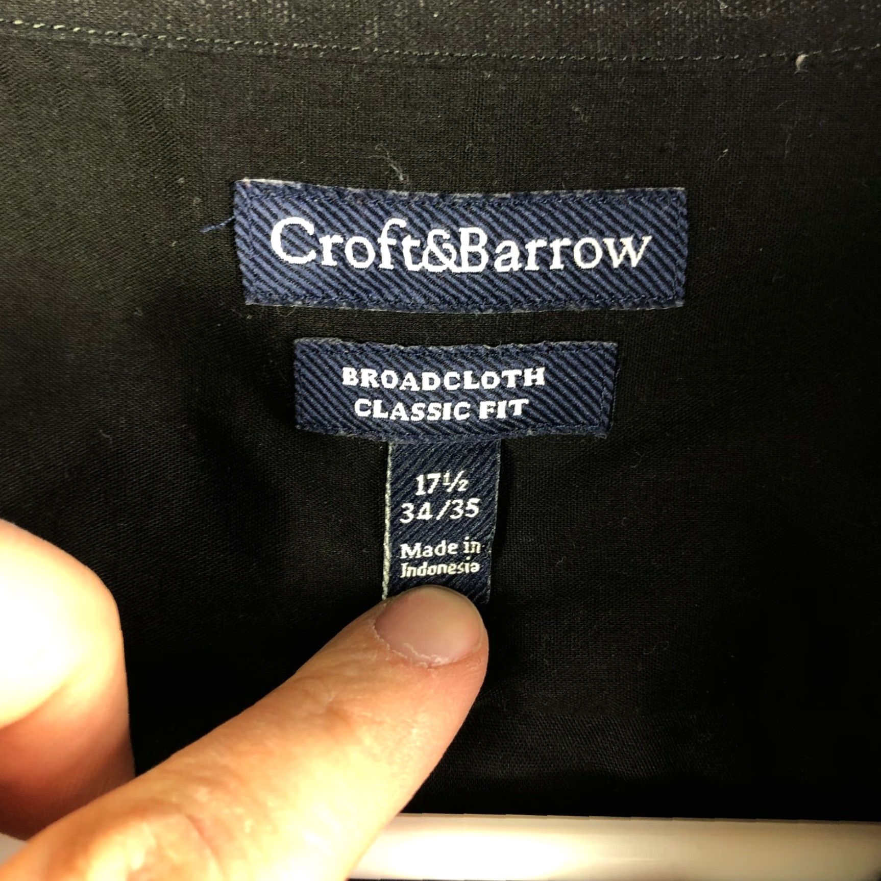 Croft & Barrow Croft & Barrow Classic Fit Mens 17.5 34/35 Black Long Sleeve Spread Collar Shirt Size US XXL / EU 58 / 5 - 6 Thumbnail