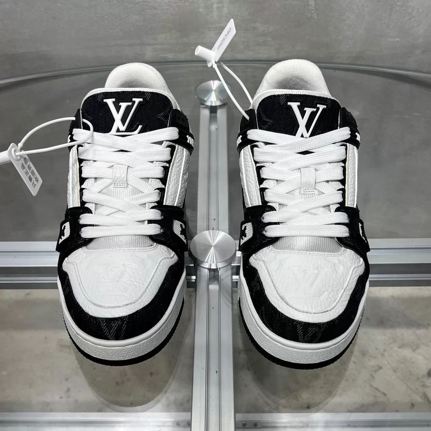 Louis Vuitton LV Trainer Black White Denim UK2 36 Size US 4.5 / IT 34.5 - 1 Thumbnail