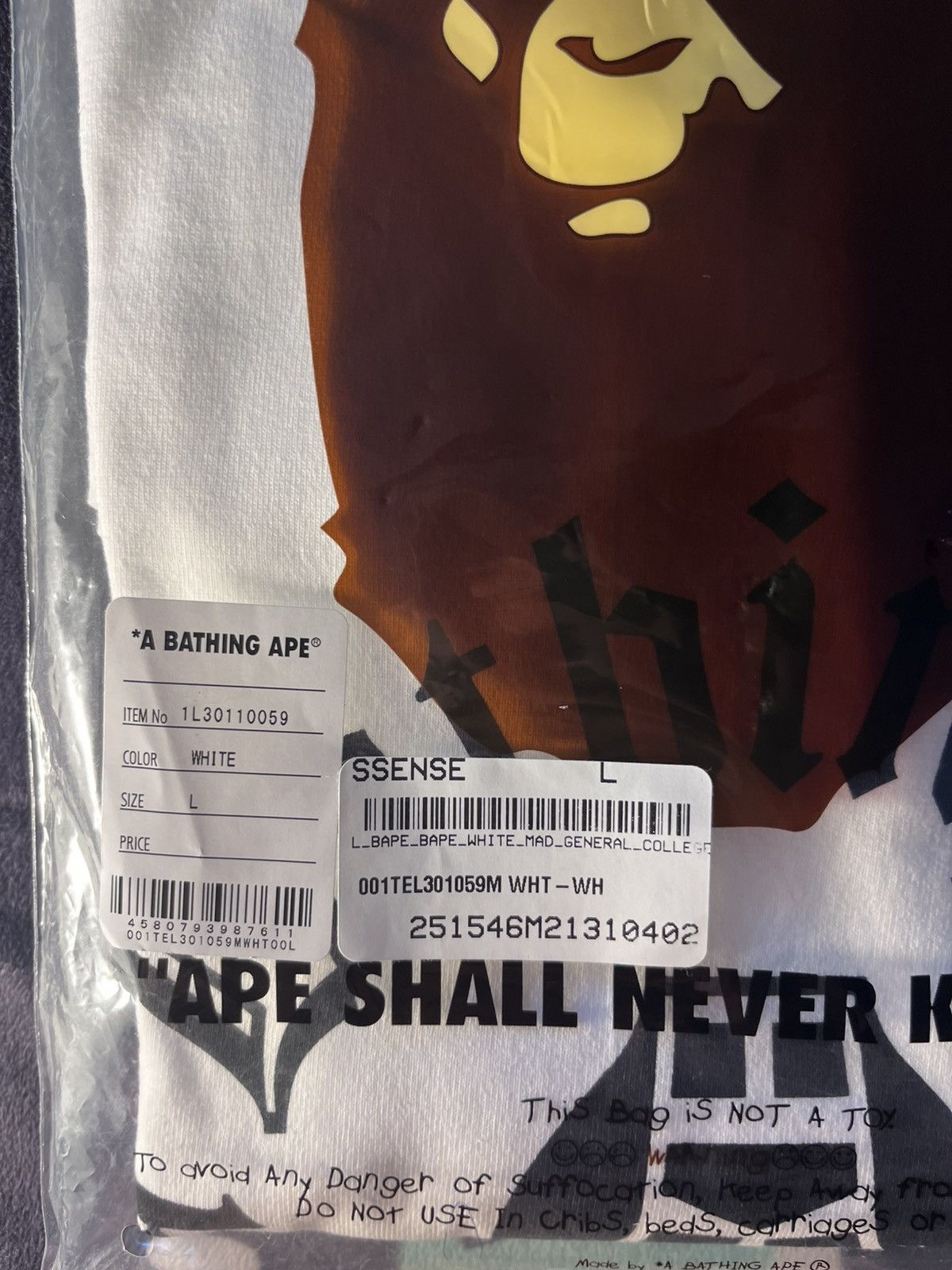 Bape Bape Mad General College Tee Size US L / EU 52-54 / 3 - 8 Thumbnail