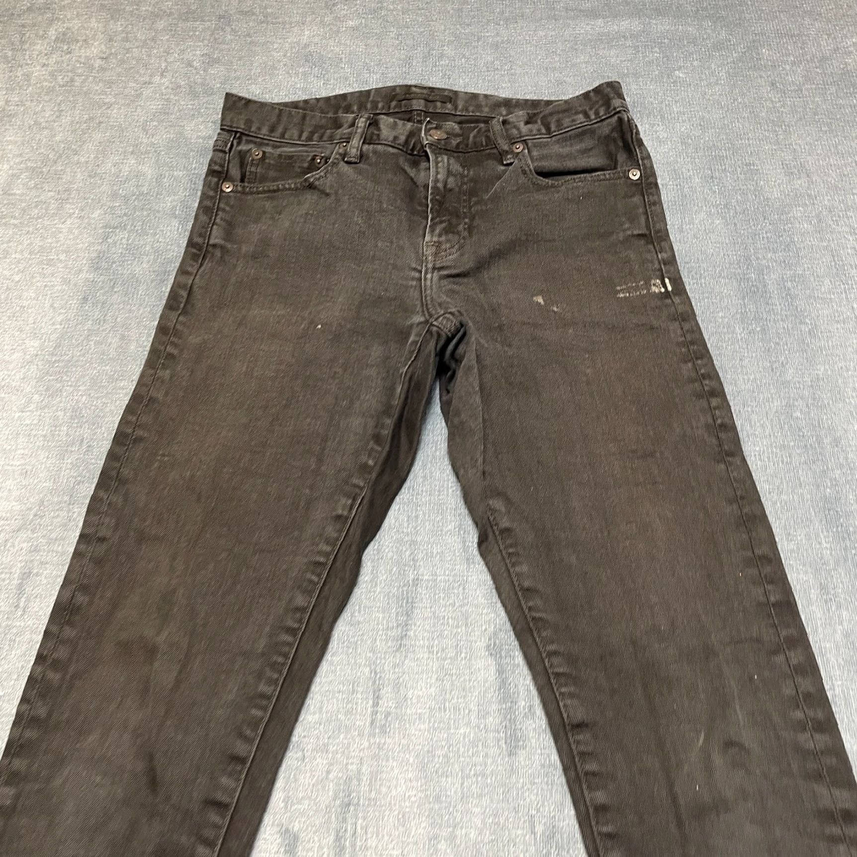 Uniqlo Uniqlo Jeans Mens 29x32 Black Denim Stretch Slim Straight Fit - 5-Pocket Cotton Spandex Raised Rise Mid Size US 29 - 4 Thumbnail