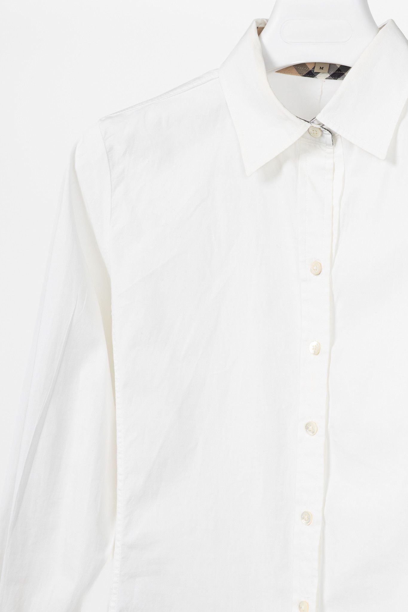 Burberry Burberry White Cotton-Poplin Check-Cuff Buttoned Shirt Size M / US 6-8 / IT 42-44 - 5 Thumbnail