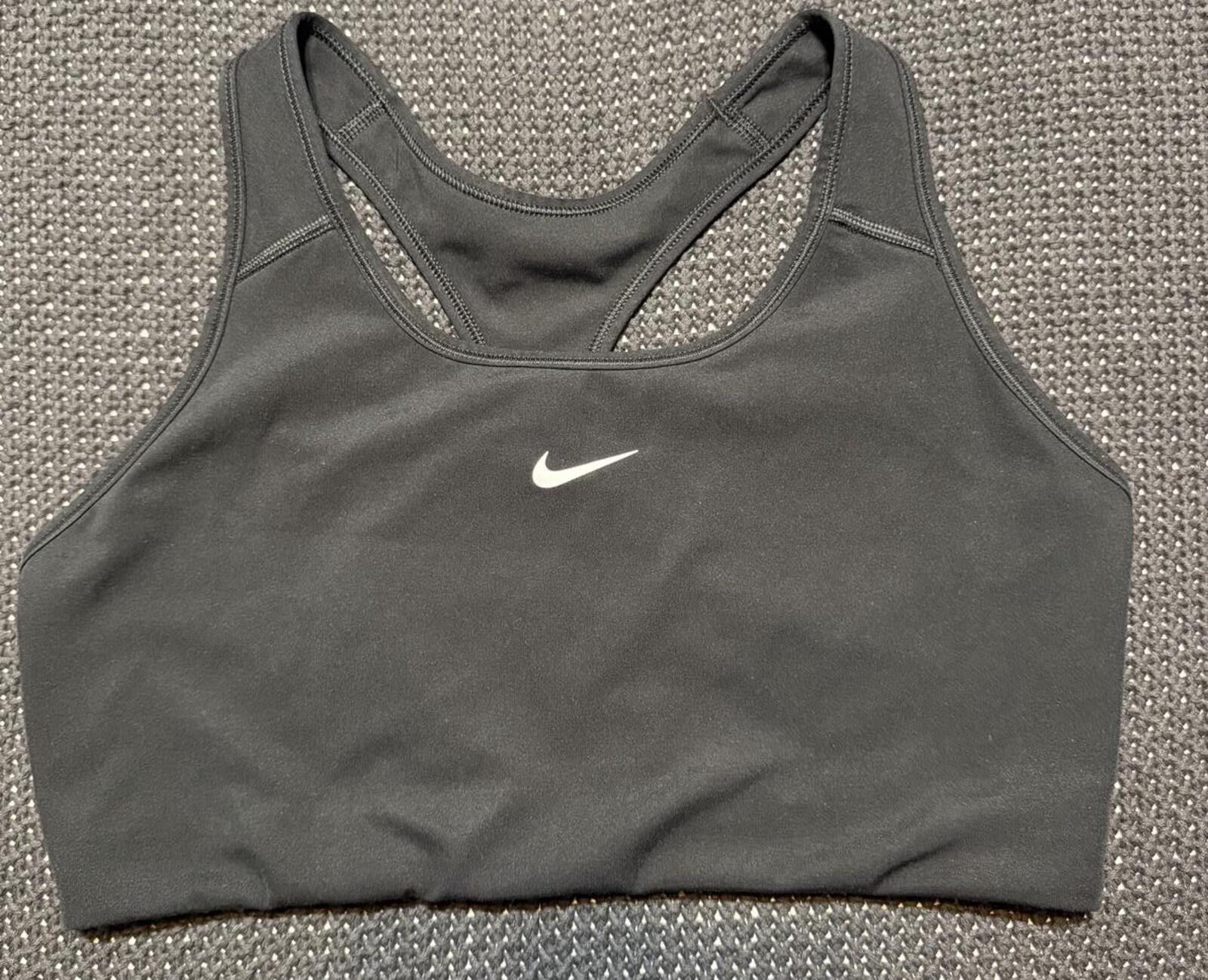 Nike Nike Black Sports Bra with White Swoosh Logo Size ONE SIZE - 1 Preview