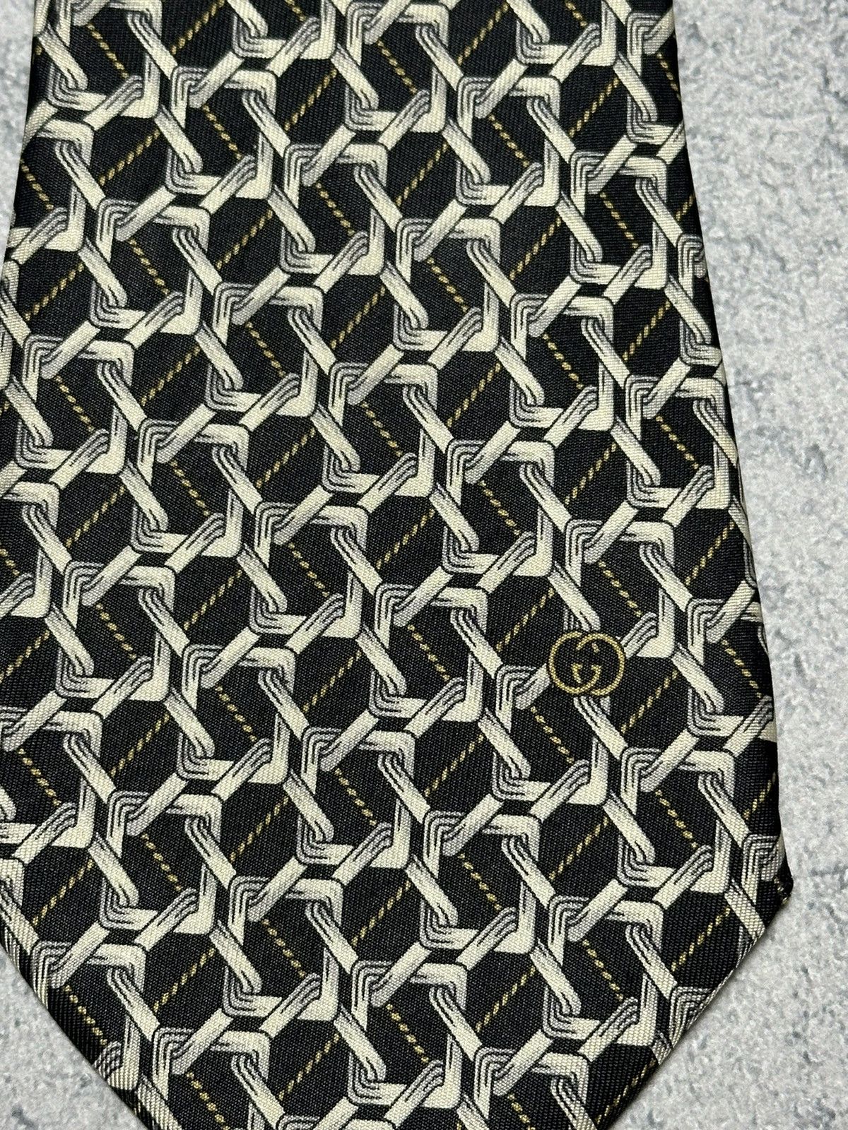 Gucci Vintage Gucci Monogram Silk Tie Size ONE SIZE - 11 Thumbnail