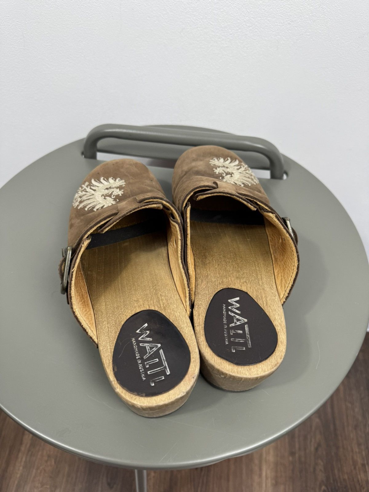 Other WALT Handmade Austrian Leather Wooden Clogs Sandals EU 37 Size US 6 / IT 36 - 5 Thumbnail