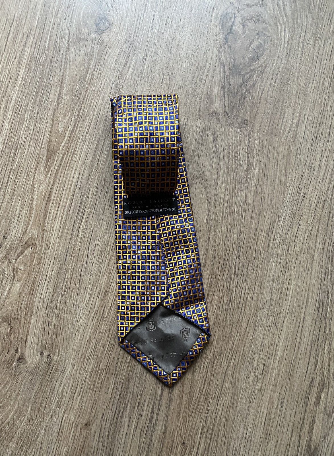 Robert Talbott Robert Talbott Geometric Blue Yellow USA Tie Size ONE SIZE - 2 Thumbnail
