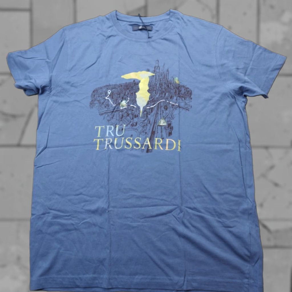 Trussardi Trussardi Shirt 2XL Blue Logo NEW Men Short Sleeve Crew Neck T‑Shirt Cotton Vintage: No? Size US XXL / EU 58 / 5 - 1 Thumbnail