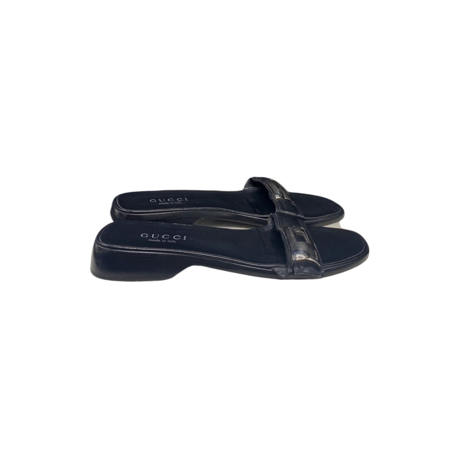 Gucci Black Leather Logo Sandals Size US 8 / IT 38 - 5 Thumbnail