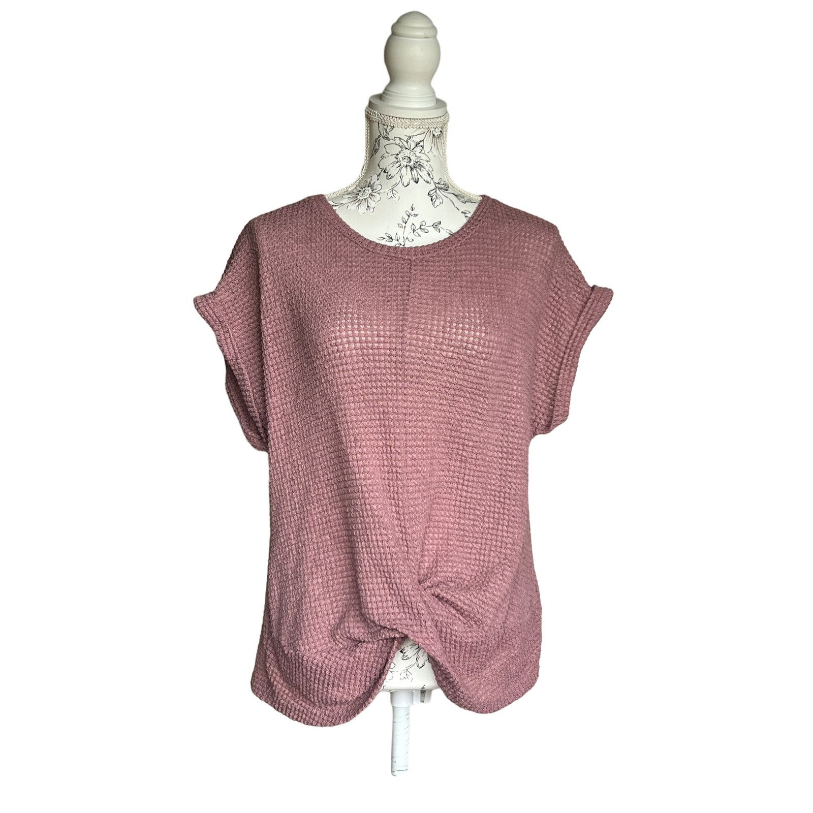 Other Emery Rose Waffle Knit Pullover Top Dusty Rose XL Size XL / US 12-14 / IT 48-50 - 2 Thumbnail