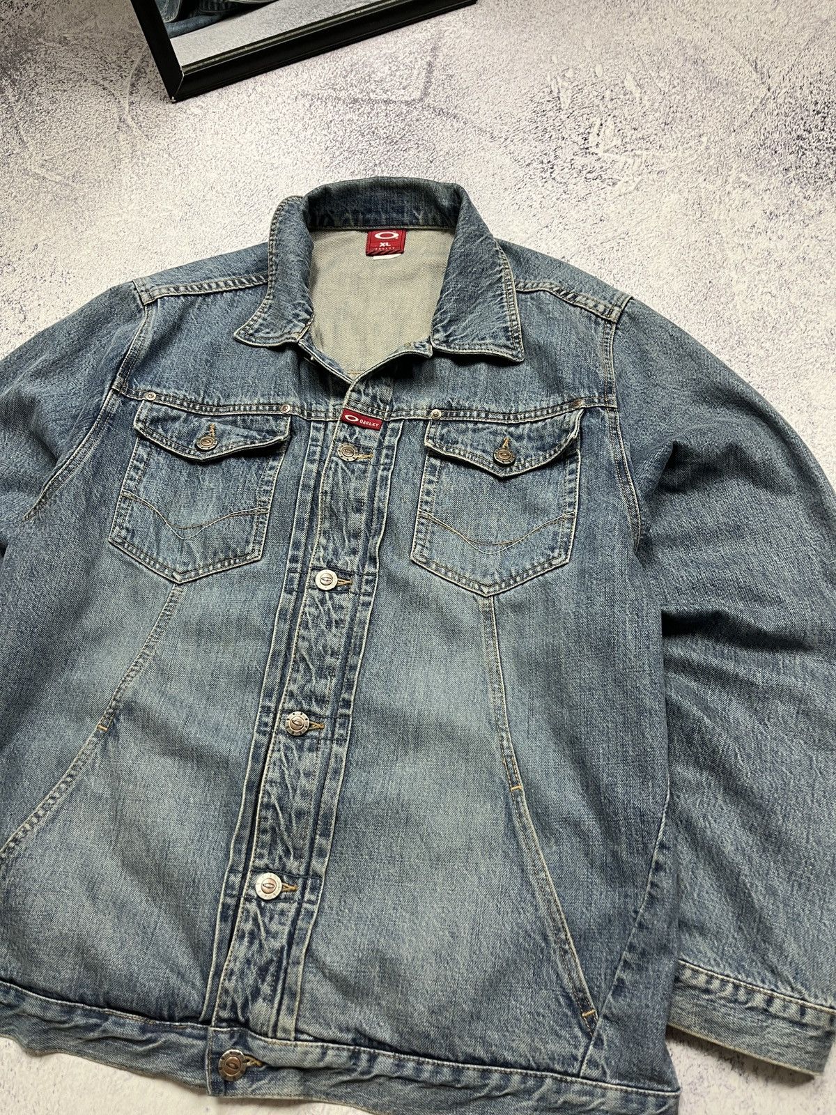Oakley Crazy Vintage 00’s Oakley Industries Denim Jeans Jacket Y2k Size US XL / EU 56 / 4 - 6 Thumbnail