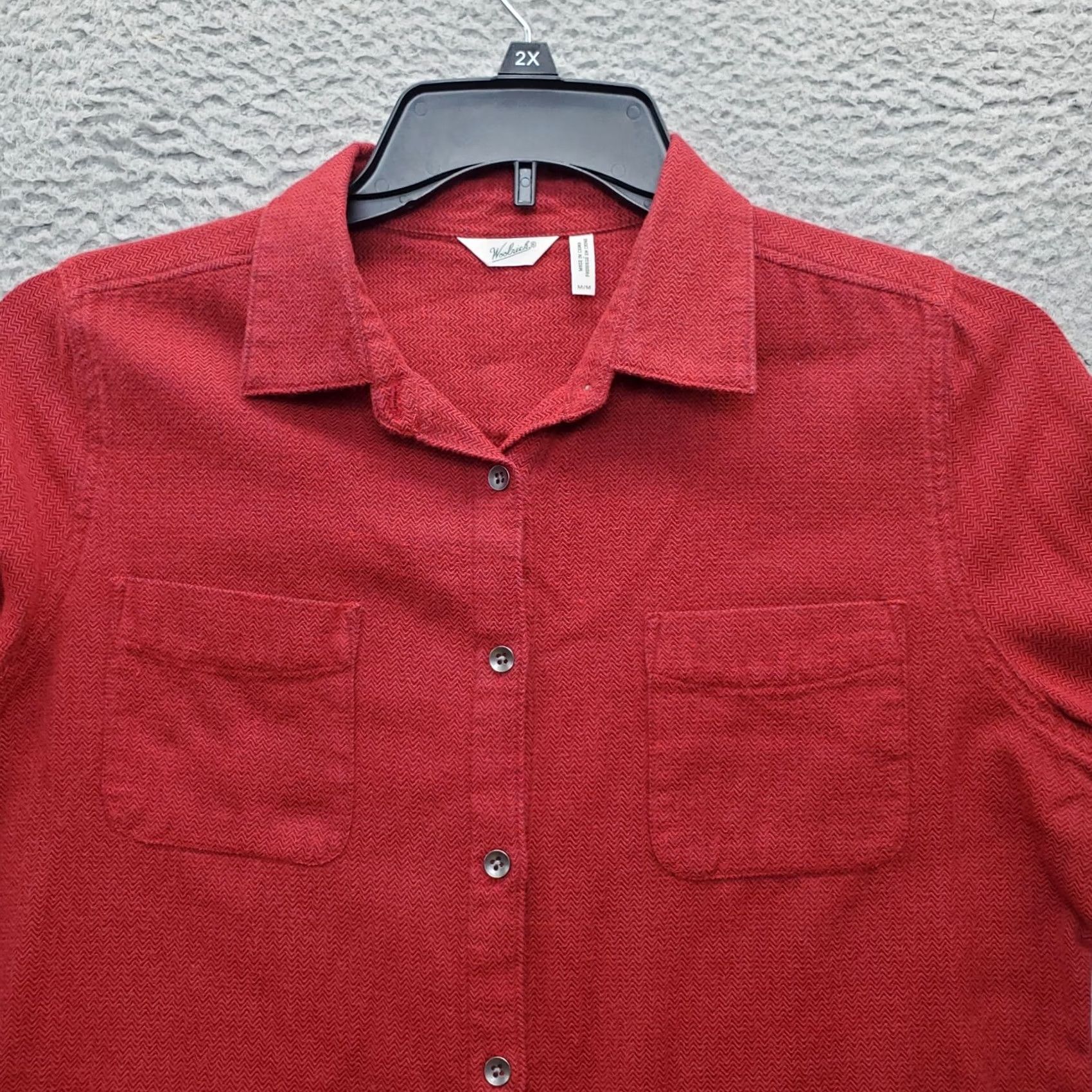 Vintage Woolrich Shirt Women M Dark Red Detail Chest Pockets Long Sleeve Button Up Size M / US 6-8 / IT 42-44 - 6 Thumbnail