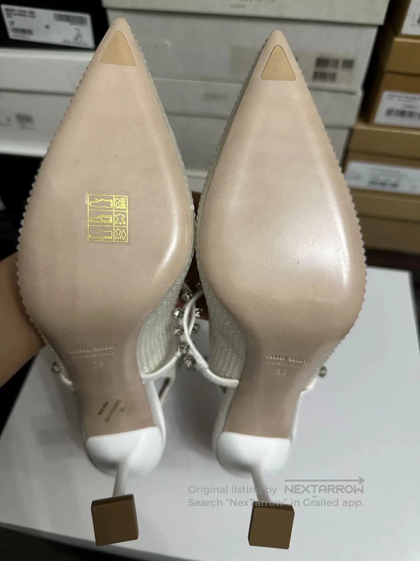Miu Miu MiuMiu 2022 Pointed Toe Crystal Heels. Size US 7 / IT 37 - 8 Thumbnail