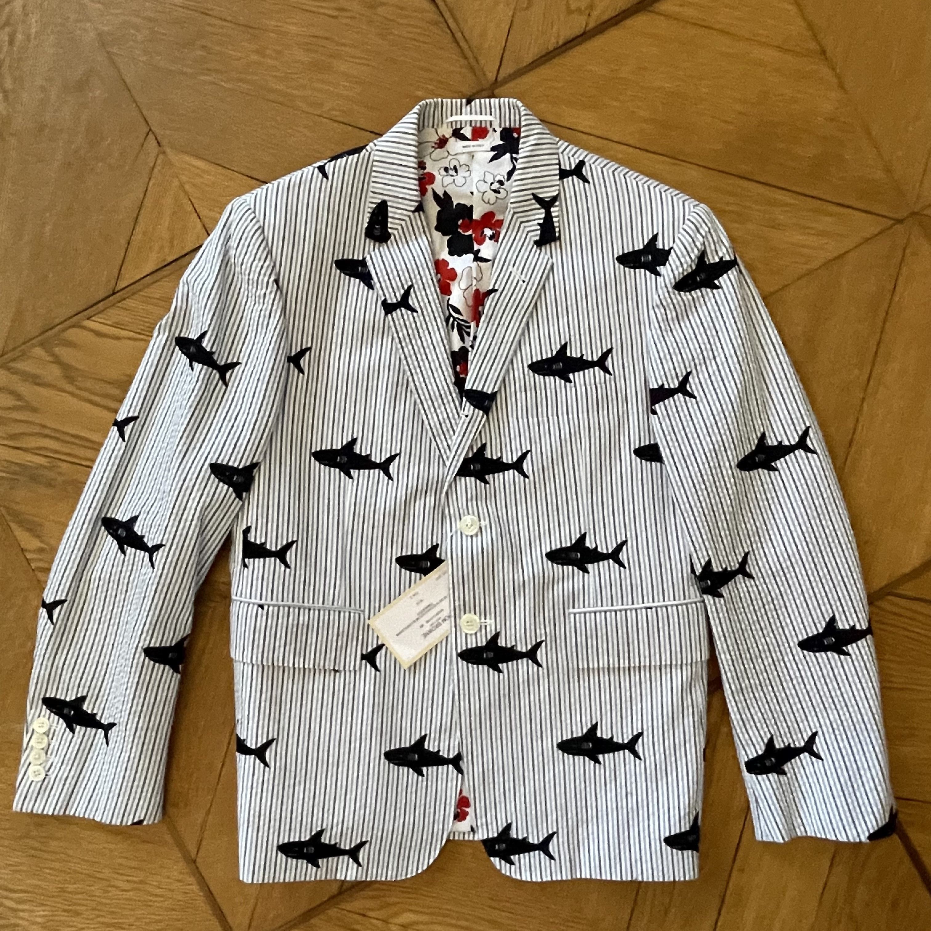 Thom Browne Thom Browne Seersucker Blazer with embroidered Sharks (NWT) Size 38R - 3 Thumbnail