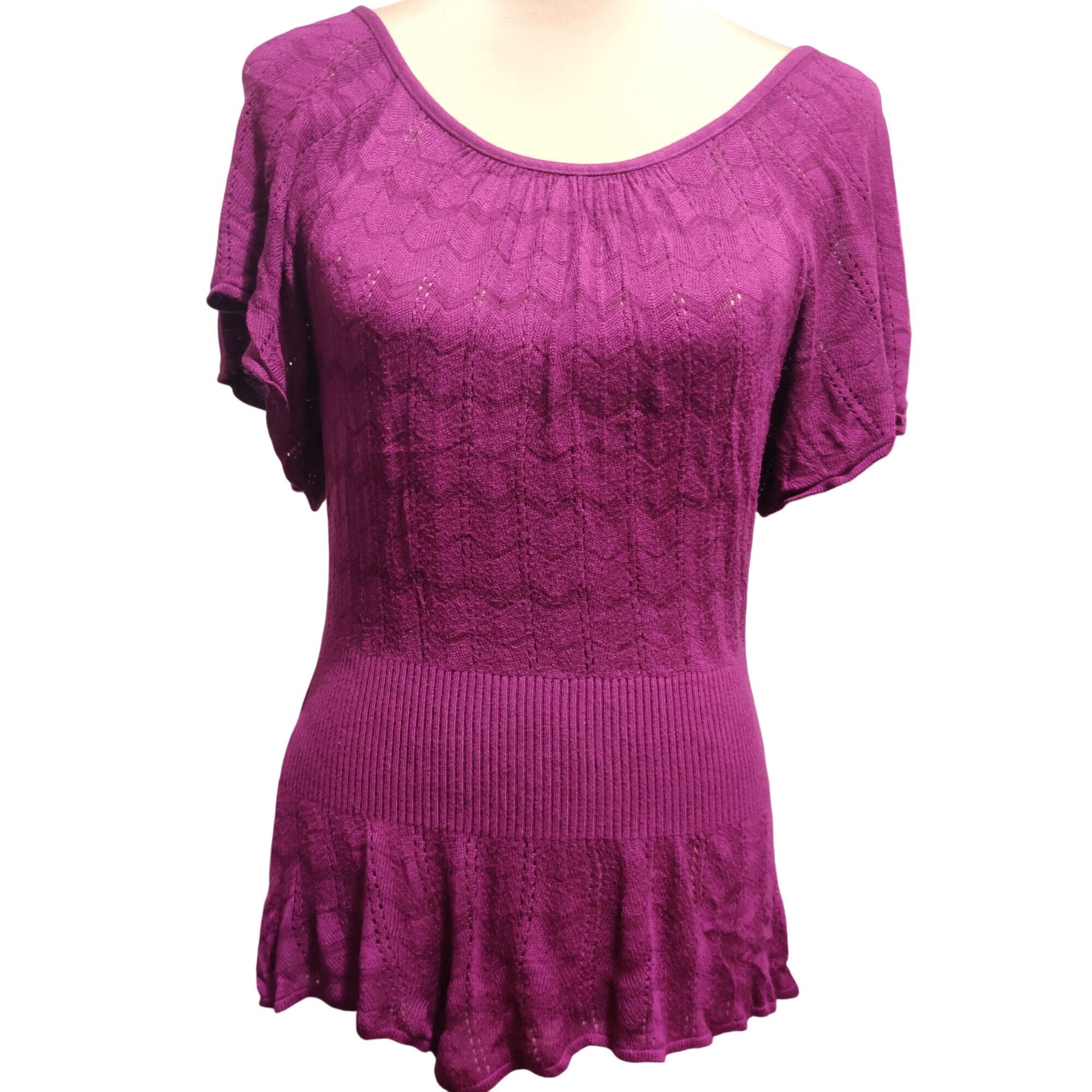 Other Twenty one Womens Blouse Knit Chic Flutter Short Sleeve Pepl Size S / US 4 / IT 40 - 1 Thumbnail