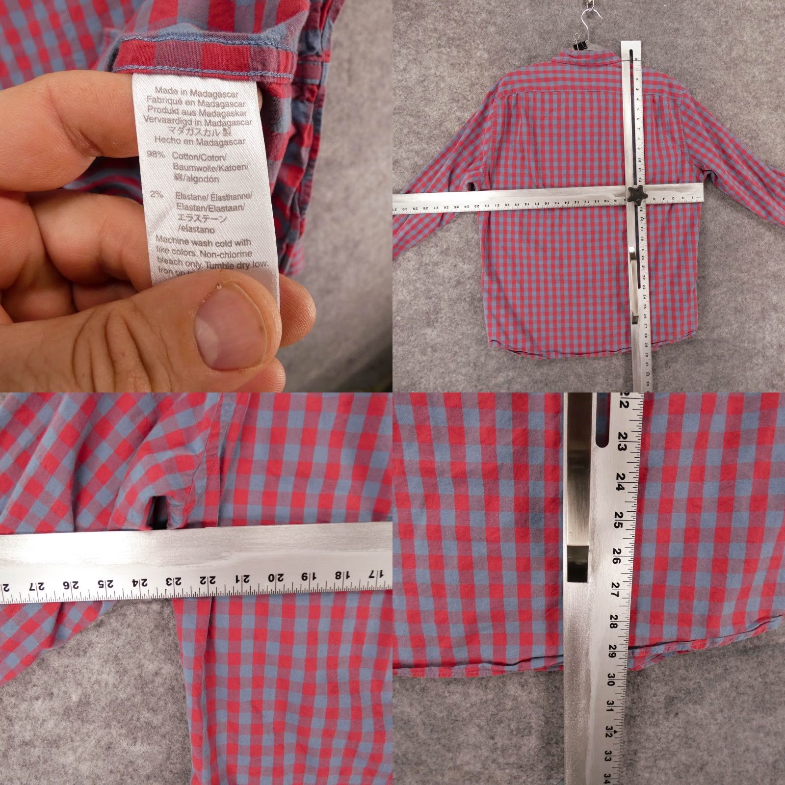 J.Crew J. Crew Shirt Mens Extra Large Slim Long Sleeve Red Blue Check Flex Washed Size US XL / EU 56 / 4 - 8 Thumbnail