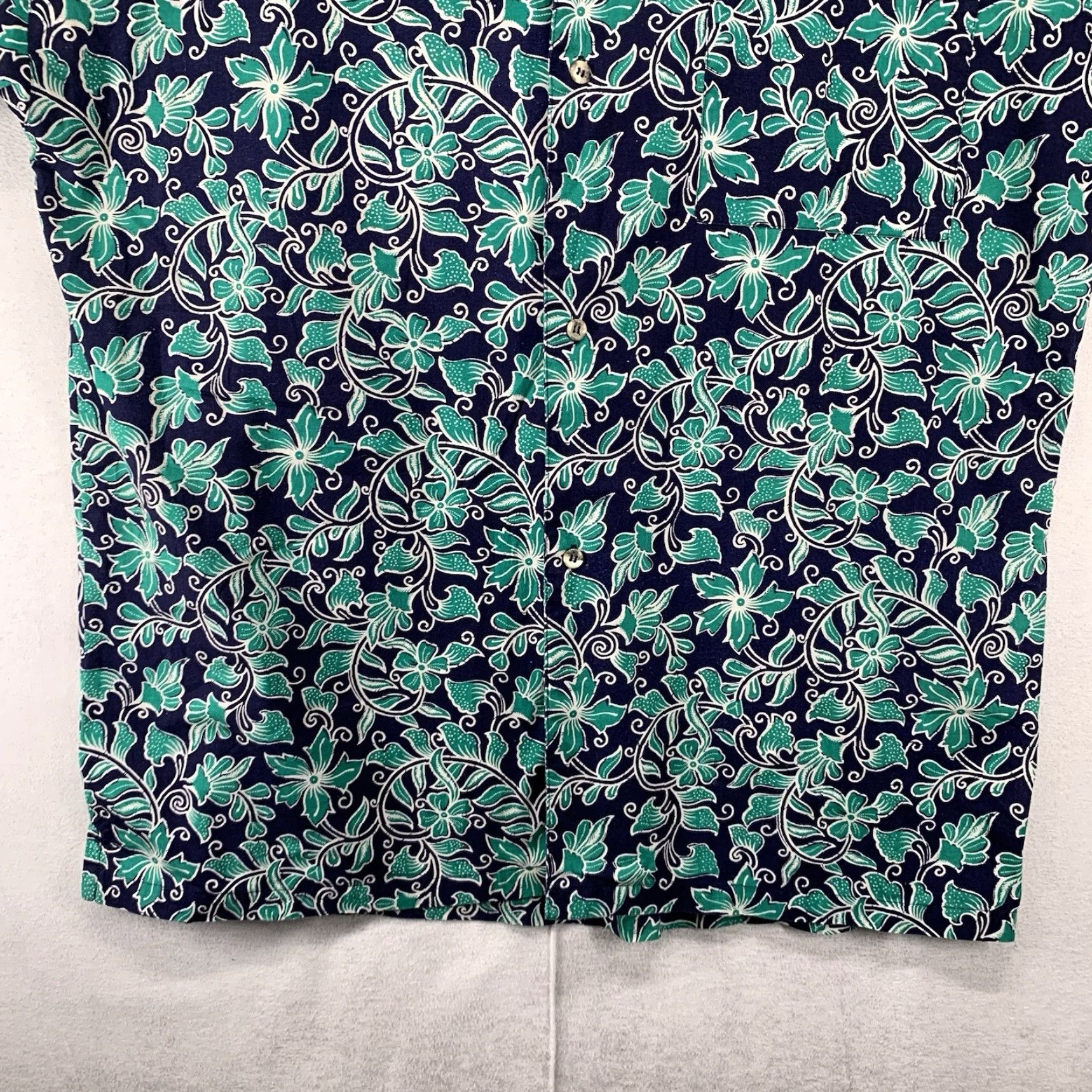 Jantzen VINTAGE Jantzen Hawaiian Shirt Men All Over Botanical Floral Short Sleeve Cotton Casual Spring Summer 80s Retro Blue Green Size US L / EU 52-54 / 3 - 6 Thumbnail