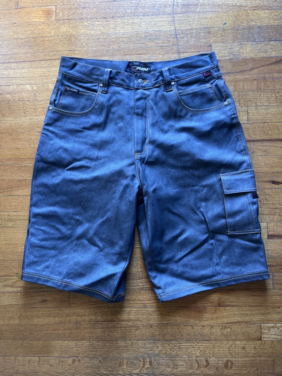 image of Vintage Fubu Cargo Shorts in Blue, Men's (Size 38)