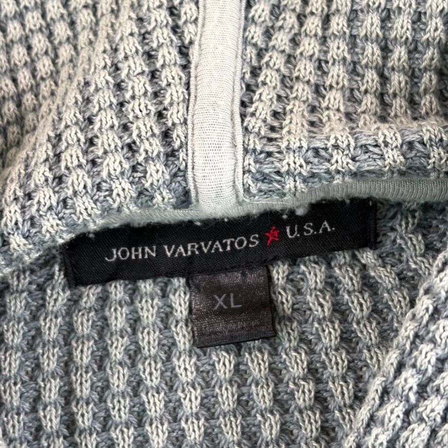 John Varvatos John Varvatos USA Argento Waffle Knit Hoodie Men XL Grey Long Sleeve Pullover Size US XL / EU 56 / 4 - 2 Thumbnail