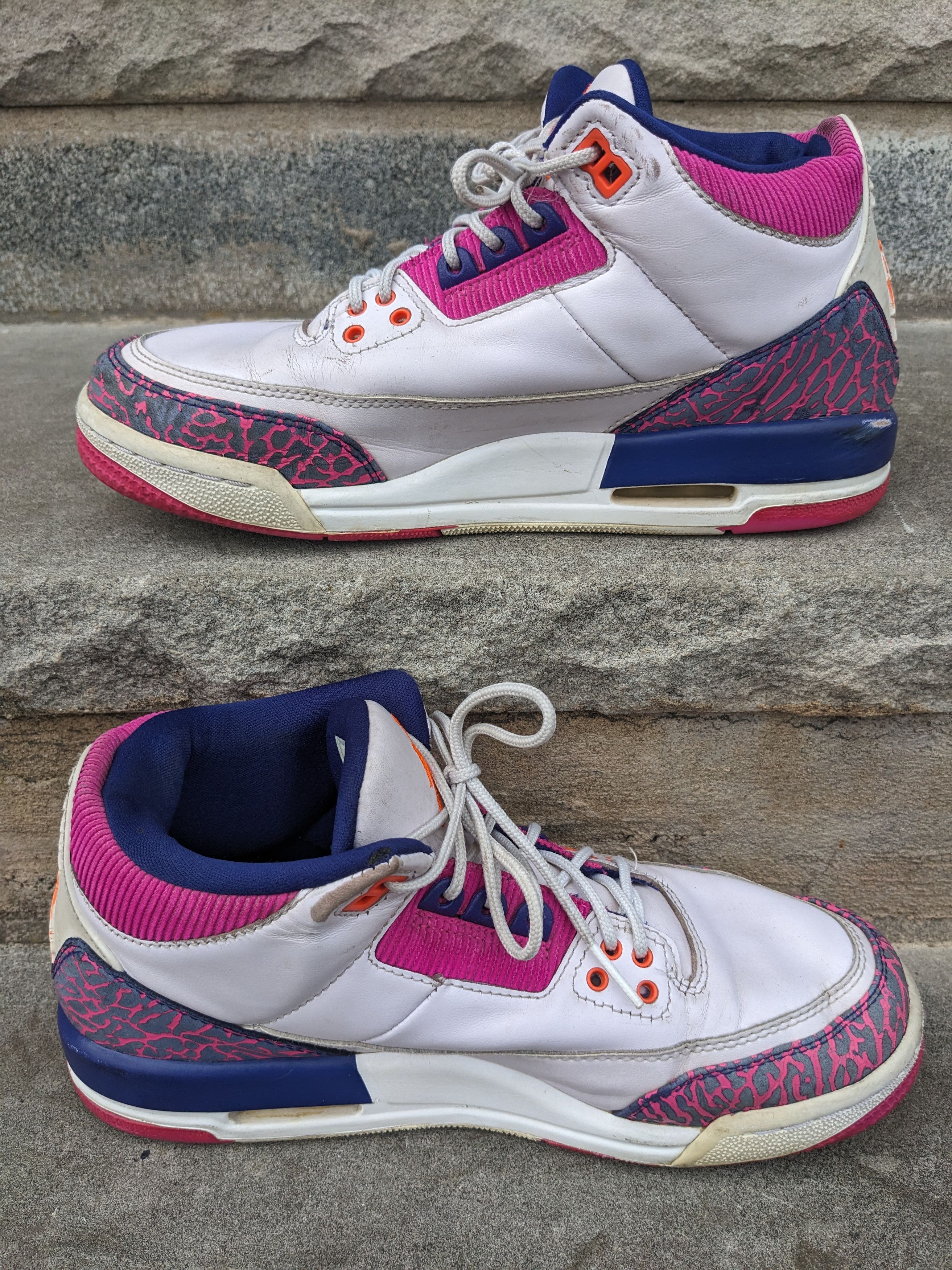 Designer × Nike Nike Boys Air Jordan 3 441140-500 White Basketball Size 6.5Y Size US 6.5 / EU 39-40 - 2 Thumbnail