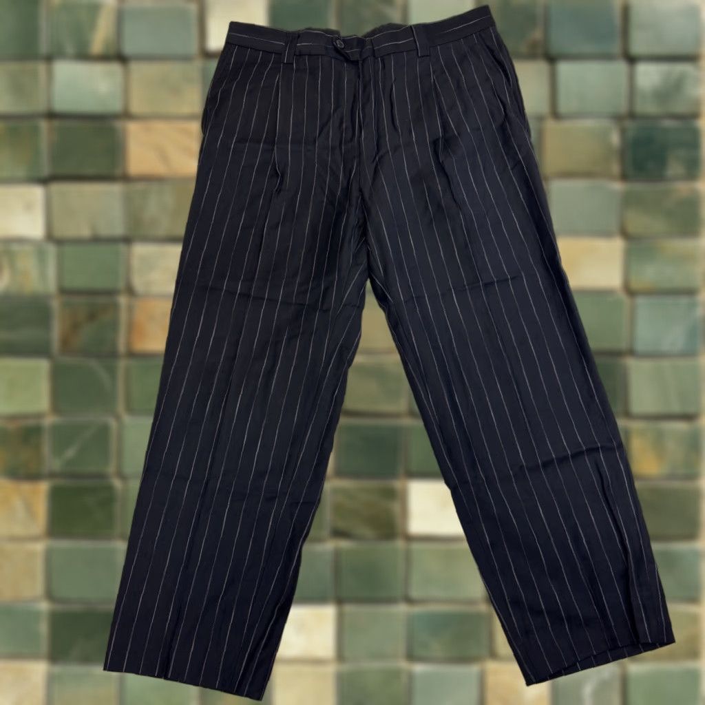 Versace VERSACE UPSCALE DESIGNER LUXURY PINSTRIPE SUIT PANTS Men 36x27 Black Wool Wool Solids 5-Pocket Straight Inseam 27 Italy Size 36R - 1 Thumbnail