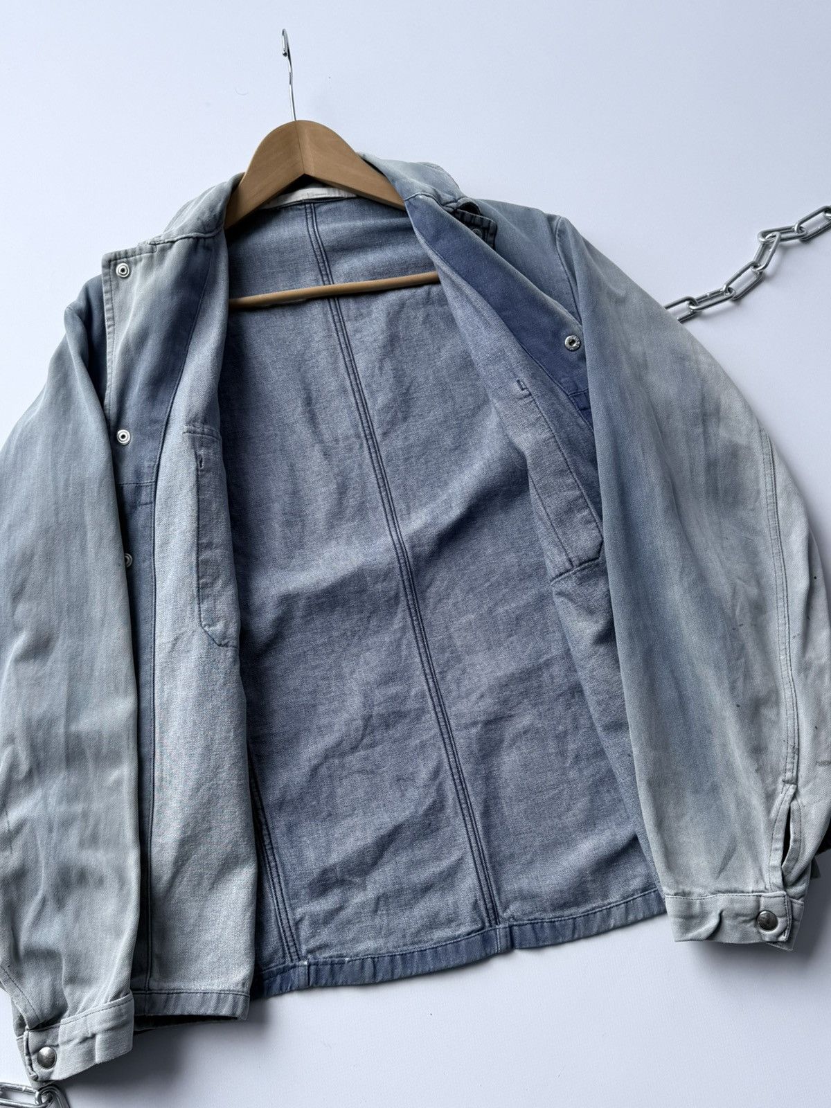 Le Laboureur Vintage 80s French Swiss Made Faded Work Chore Jacket Size US M / EU 48-50 / 2 - 14 Thumbnail