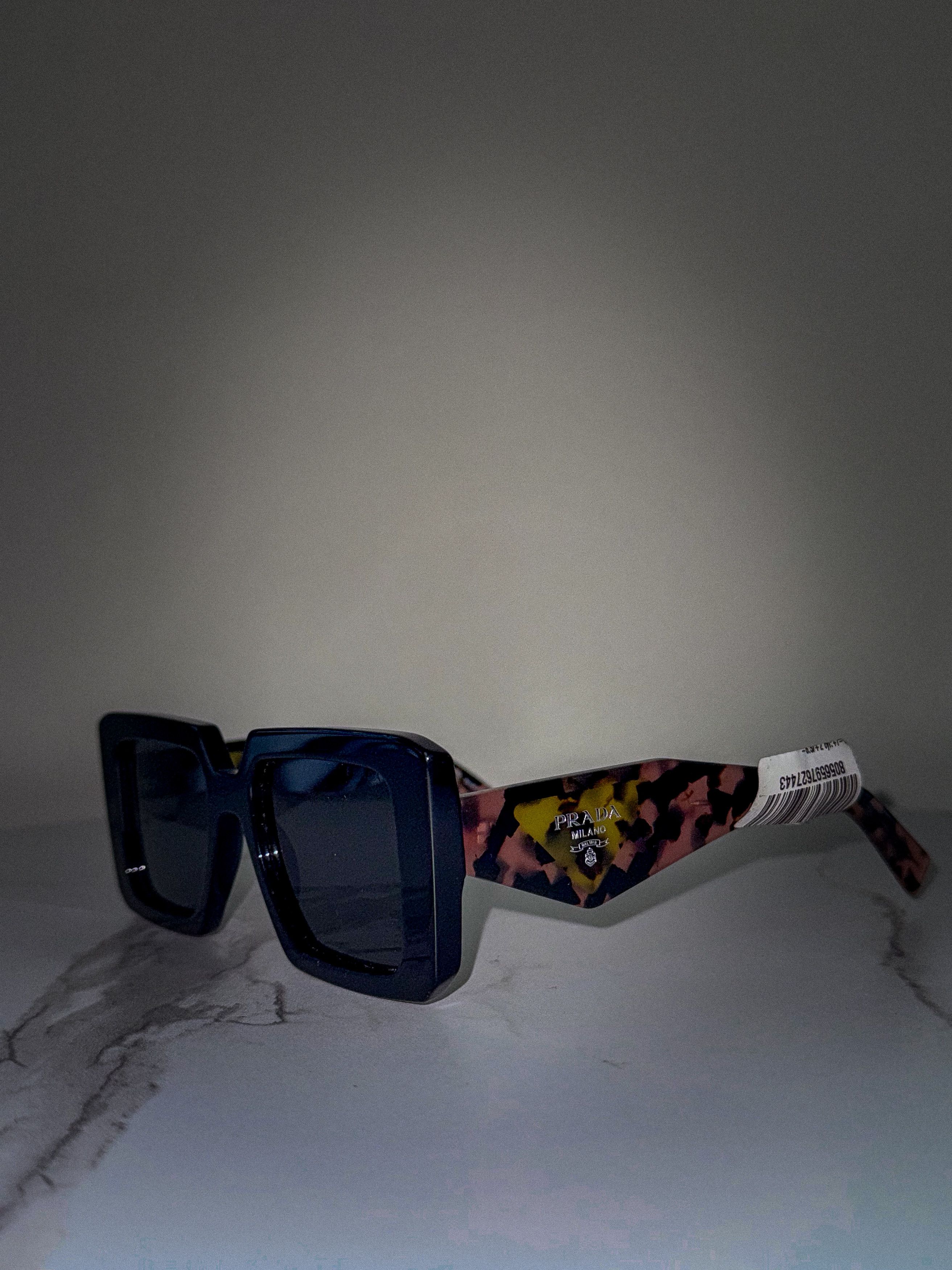 Prada Prada Sunglasses PR23YS 1AB5S0 Black Dark Gray Square NEW Size ONE SIZE - 2 Thumbnail