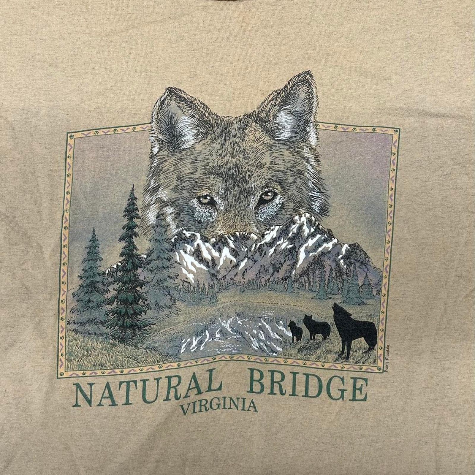 Other Tan vintage 90s Natural Bridge Virginia Wolf graphic tee Size US XL / EU 56 / 4 - 2 Thumbnail