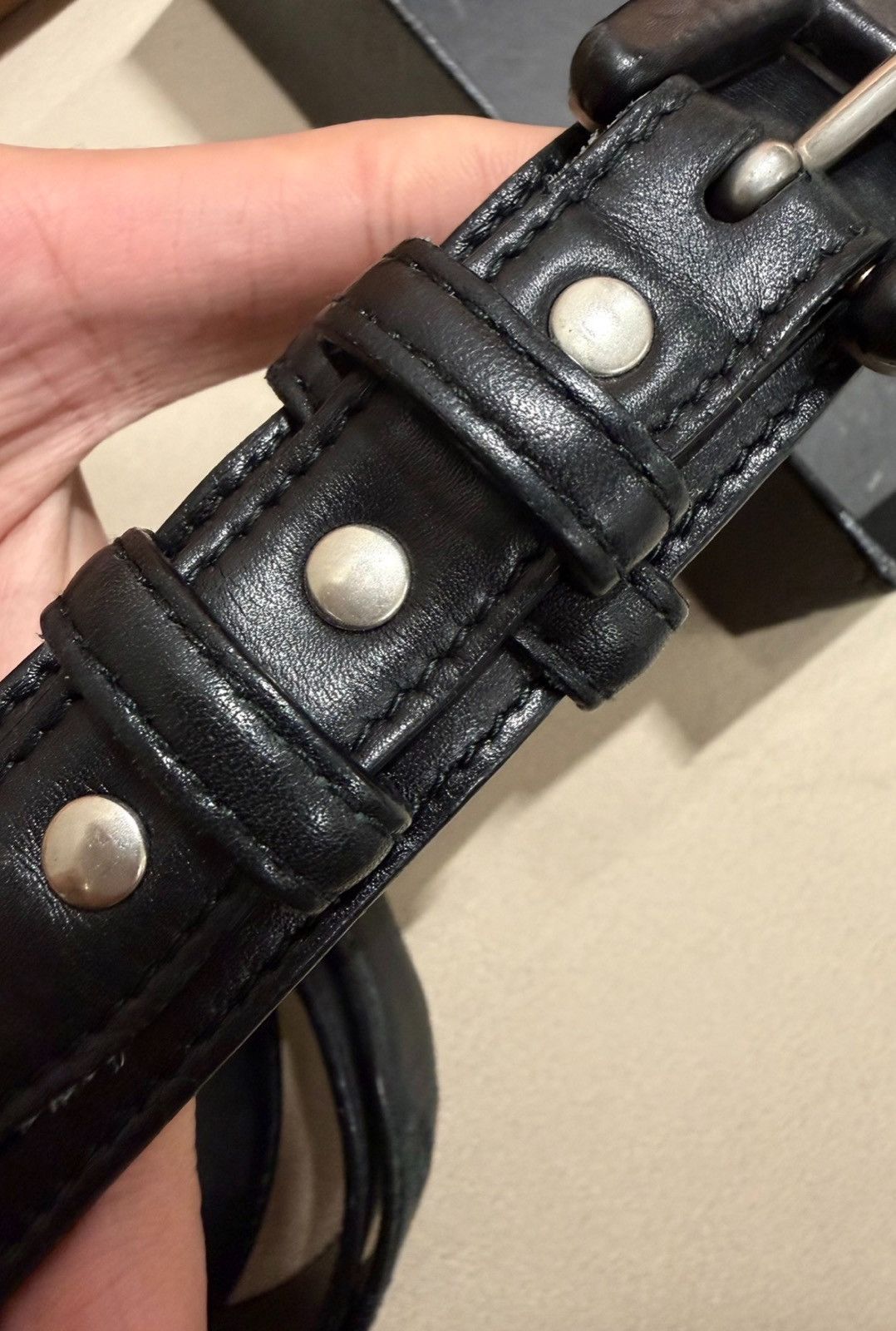 Saint Laurent Paris Saint Laurent 13FW Double Layer Western Carved Leather Belt Size 32 - 2 Thumbnail