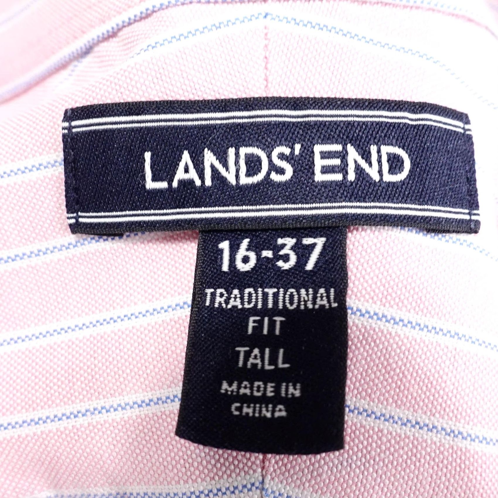 Lands' End Lands' End Dress Shirt Pink Striped 16 37 Tall Supima No Iron Oxford Button-Down Classic Fit Men XS-XL? Size 42R - 6 Thumbnail