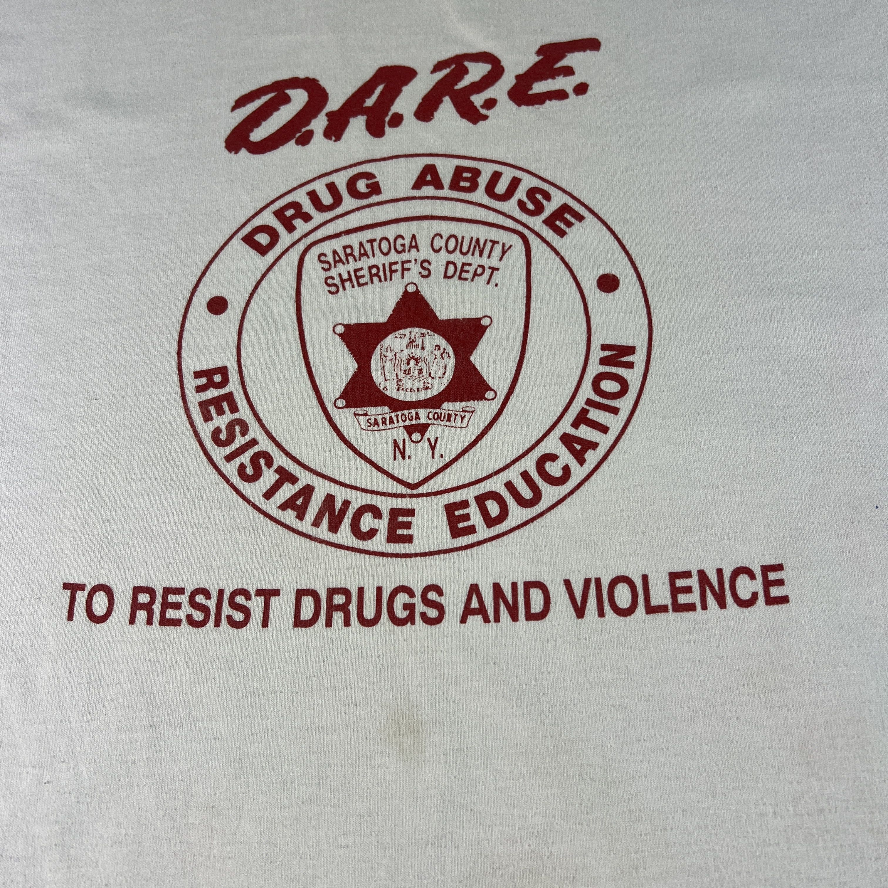 Fruit Of The Loom Y2K DARE Shirt White & Red Dingy Saratoga New York Tee Size US M / EU 48-50 / 2 - 4 Thumbnail