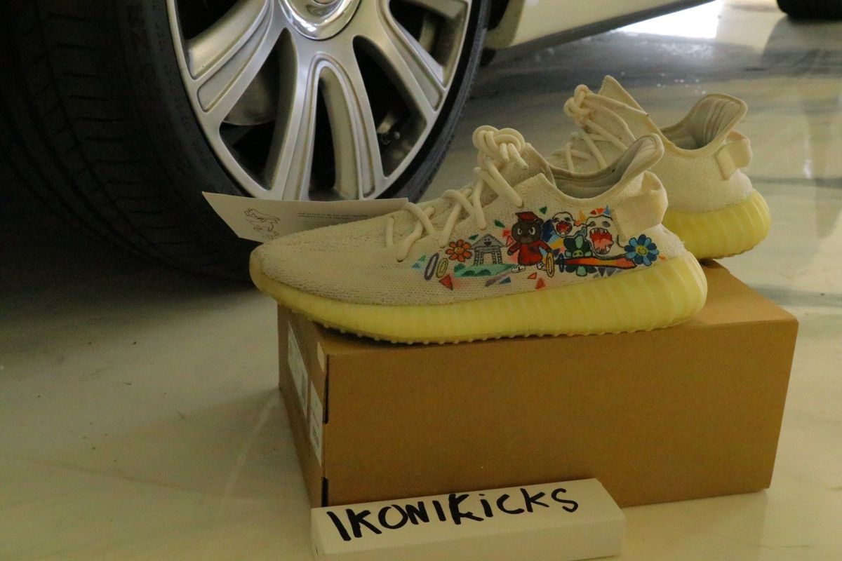 Adidas × Kanye West × Yeezy Custom Adidas Yeezy Boost 350 V2 Cream Size US 10.5 / EU 43-44 - 4 Thumbnail