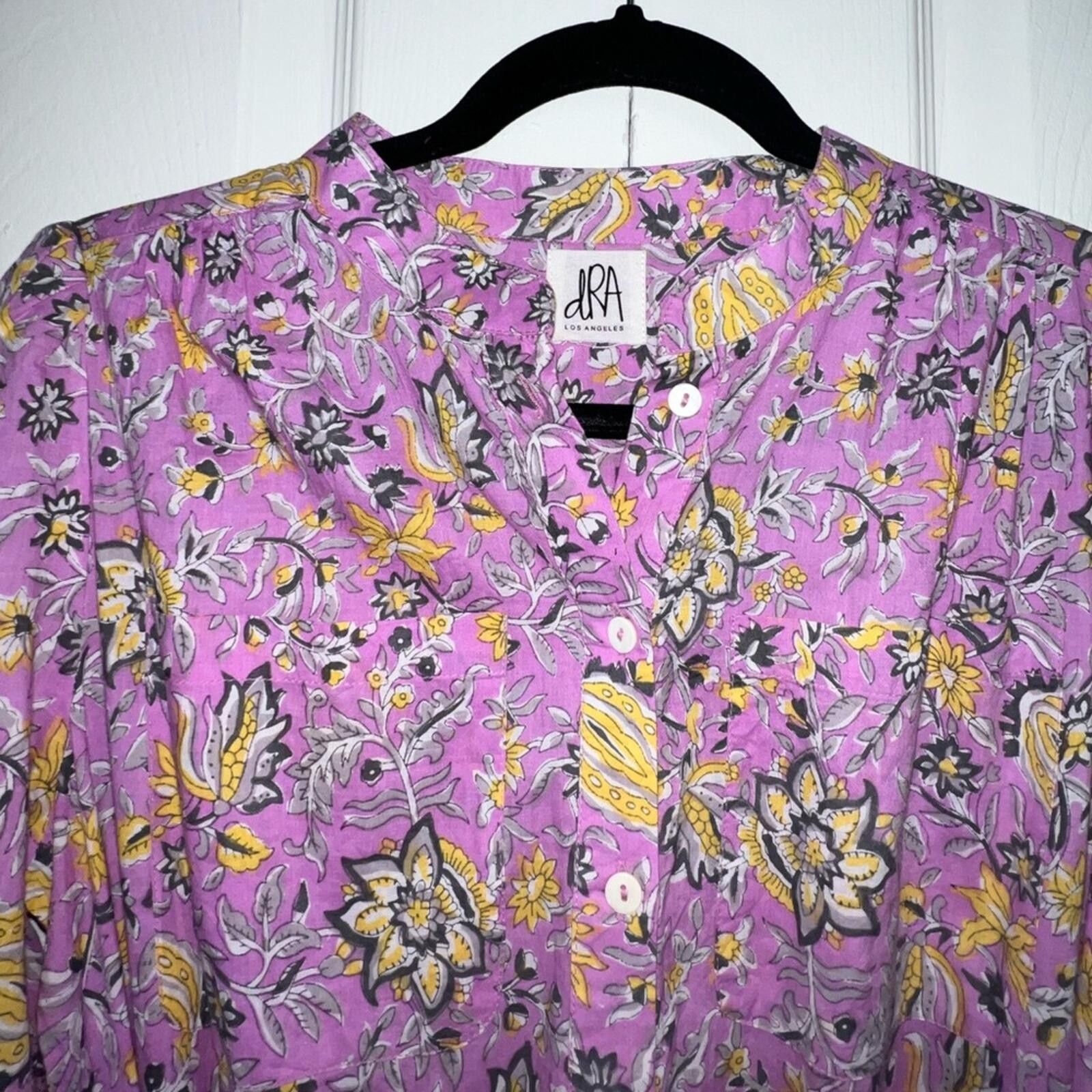 Drake DRA Cotton Anthropologie Floral Purple Women's‎ Dress medium Size M / US 6-8 / IT 42-44 - 2 Thumbnail