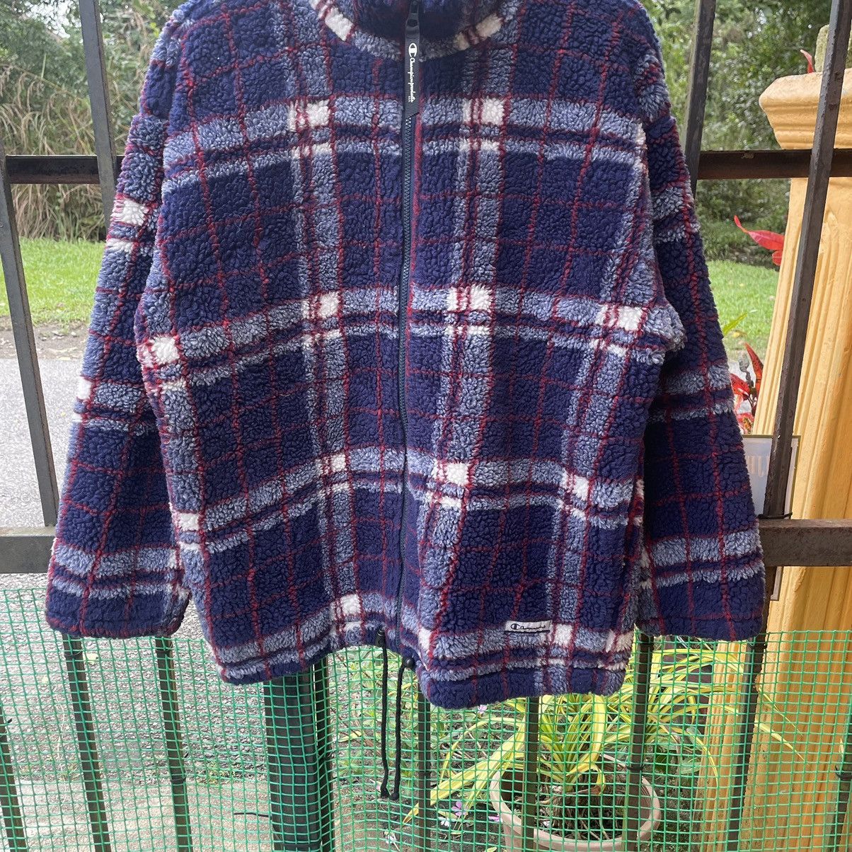 Champion × Vintage 🔥Vintage Champion Checkerd Full Zipper Sherpa Fleece Jacket Size US L / EU 52-54 / 3 - 4 Thumbnail