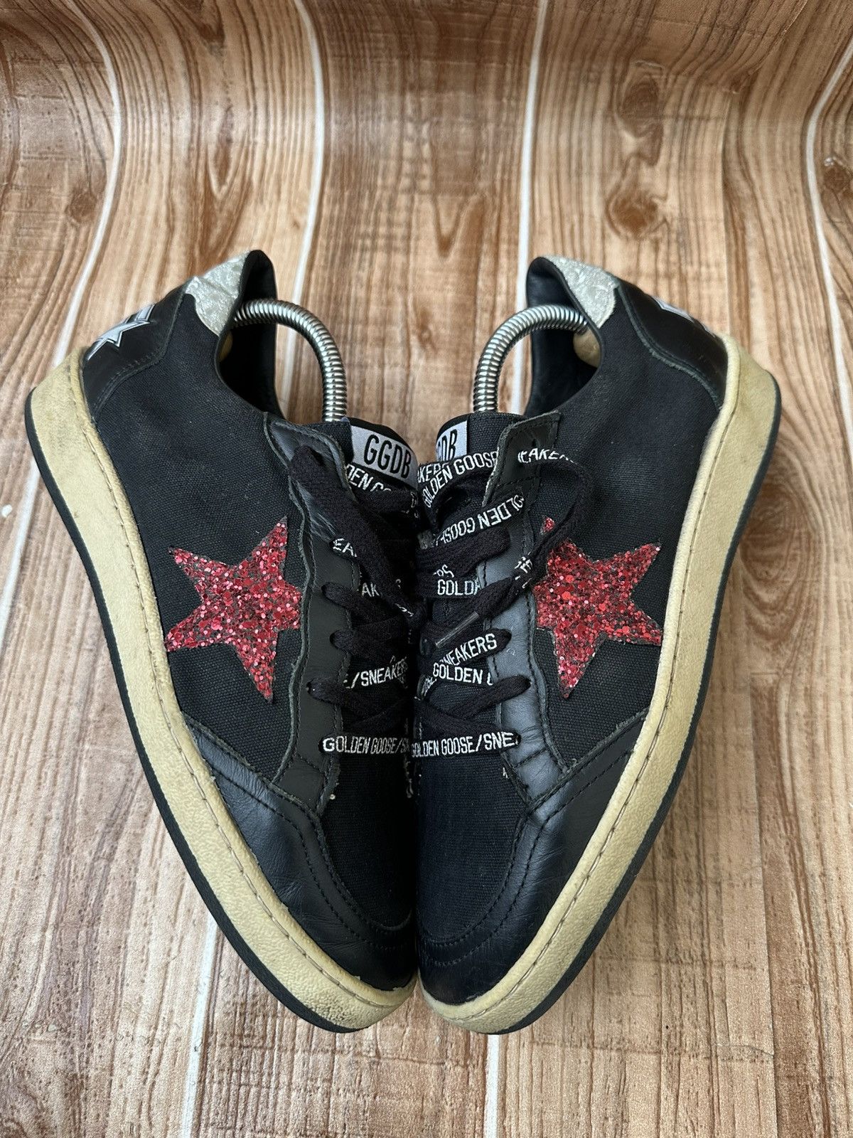 Golden Goose Golden Goose Ballstar Black Leather & Canvas Low Tops Size US 6 / EU 39 - 6 Thumbnail