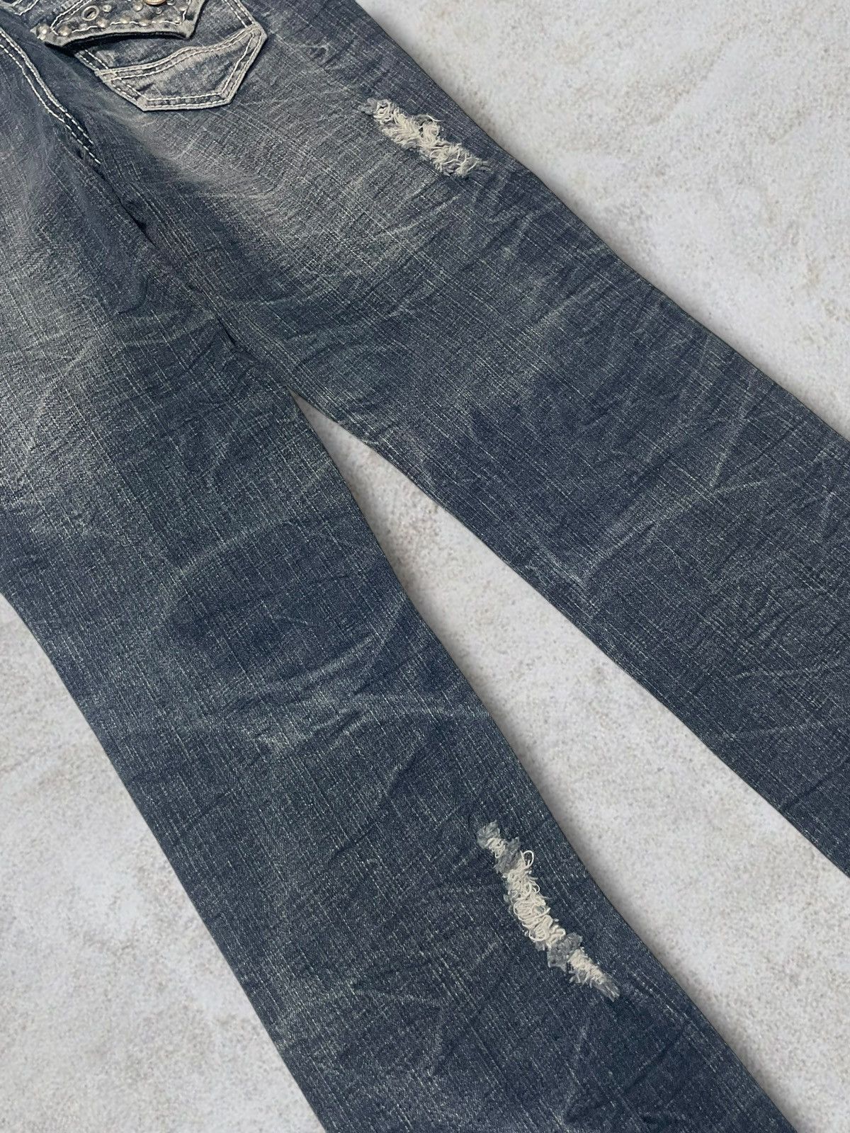 Jewelry Vintage Japanese Jewel Beads Denim Archival Blue Wash Jeans Size 29" - 11 Thumbnail