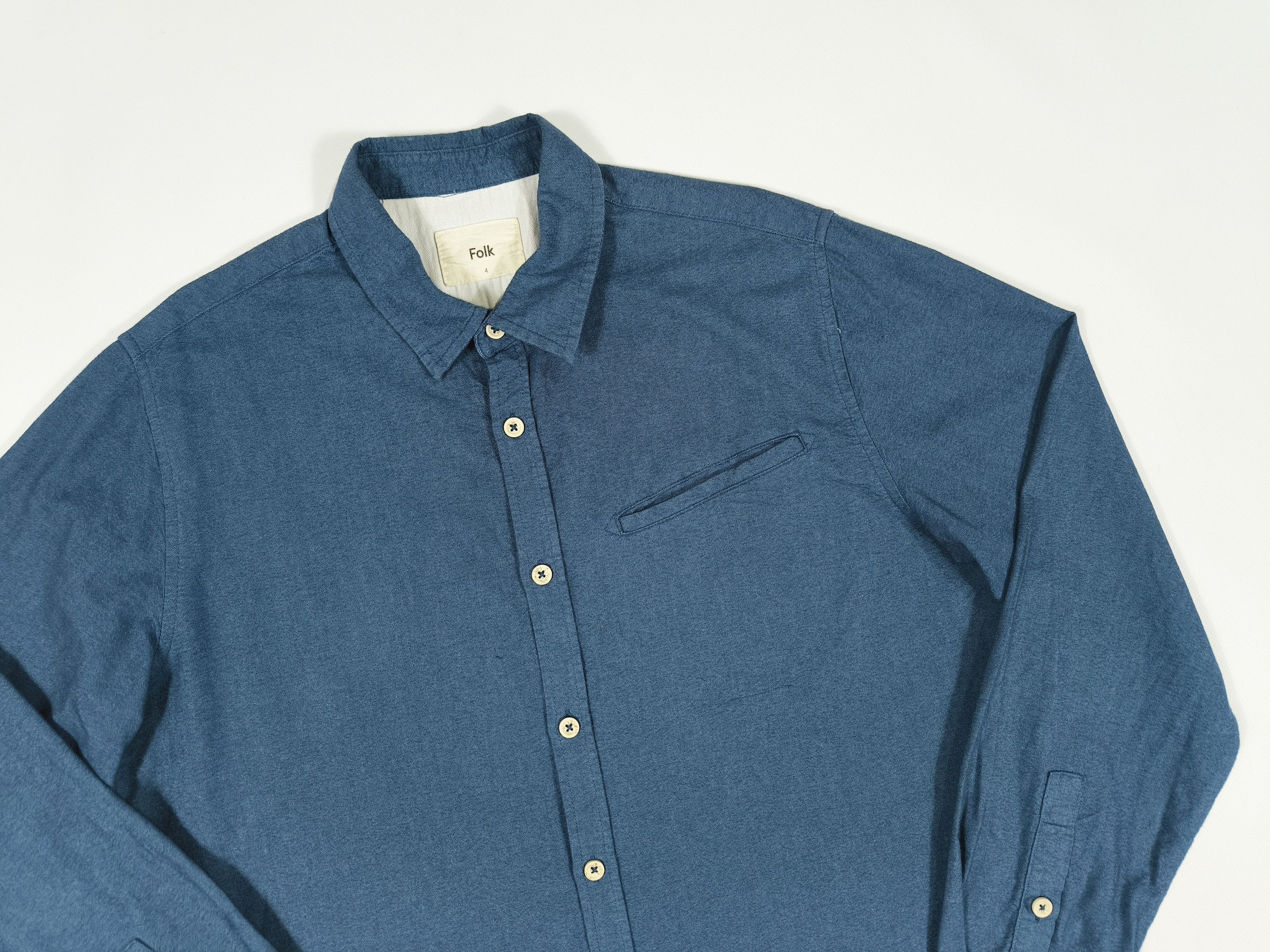 Folk Folk Blue Cotton Pocket Shirt Size 4 L Size US L / EU 52-54 / 3 - 2 Thumbnail