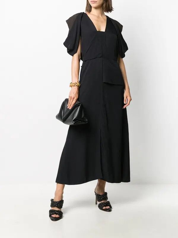 Bottega Veneta o1y0725 Midi Dress in Black Size XS / US 0-2 / IT 36-38 - 5 Thumbnail
