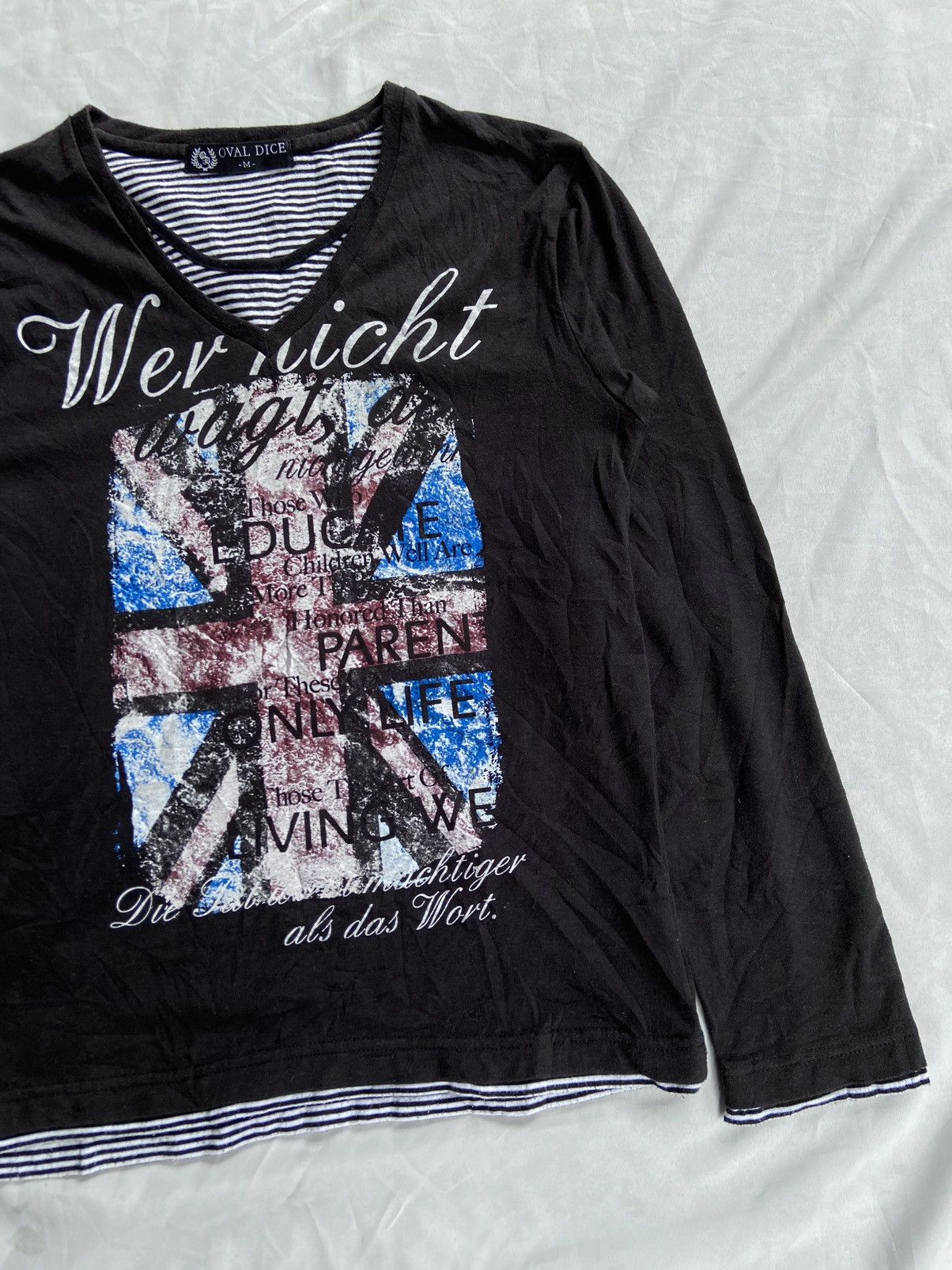 Japanese Brand DOUBLE LAYER VERRICHT WAGT DUTCH LANGUAGE LONG SLEEVE Size US S / EU 44-46 / 1 - 3 Thumbnail