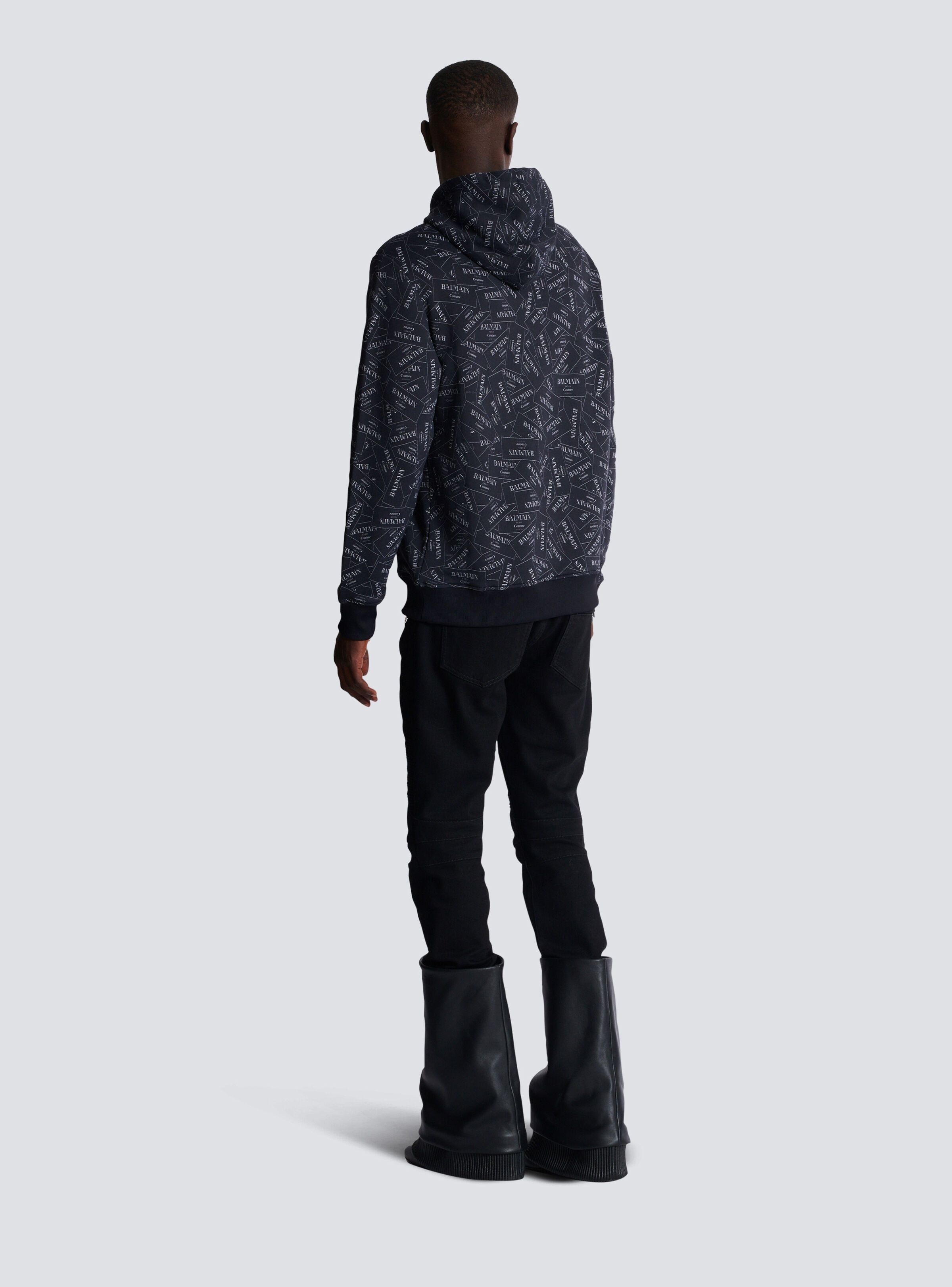Balmain o1mt1gz0126 Balmain AO Couture Label Hoodie in Black Size US XL / EU 56 / 4 - 4 Thumbnail