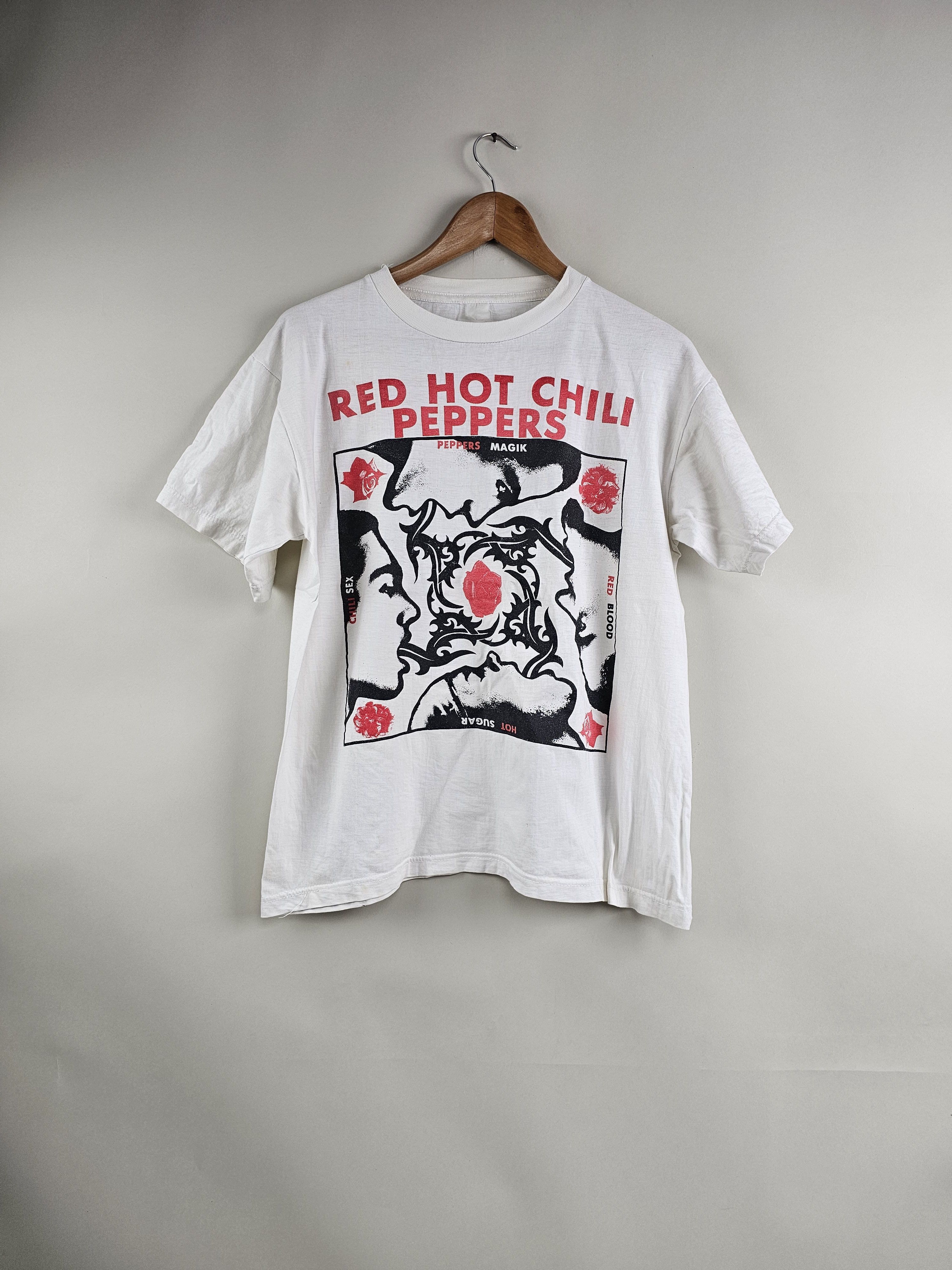 image of Band Tees x Rock Tees 90's Red Hot Chili Peppers Blood Sugar Sex Magik M 21" 25" in White (Size Med