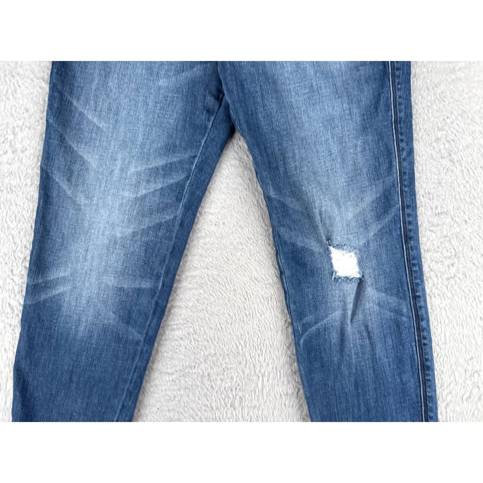 American Eagle Outfitters Ceros Jeans Womens 25 Blue Distressed Skinny Mid Rise Cotton Blend Zip 25x28 Jeans Size 42" / US 20 - 3 Thumbnail