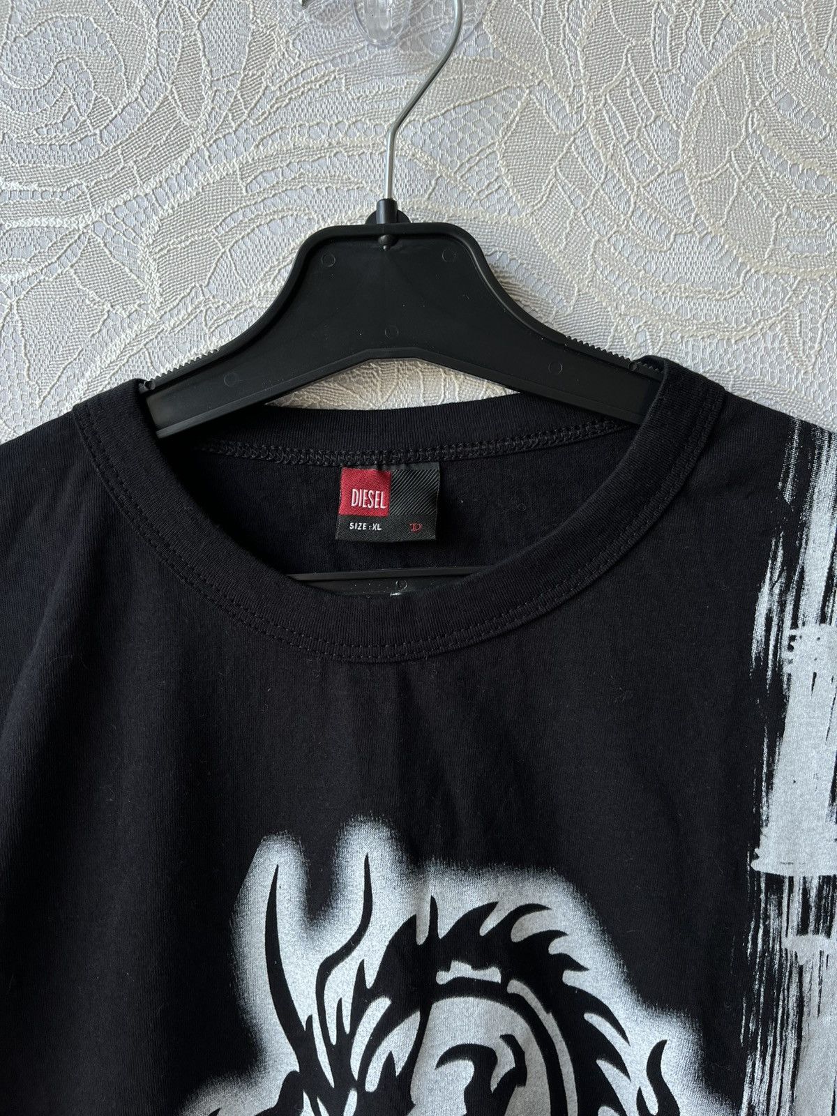 Diesel × Vintage Vintage 90s Diesel Dragon Black Tee Y2K Japanese Crazy Size US XL / EU 56 / 4 - 4 Thumbnail